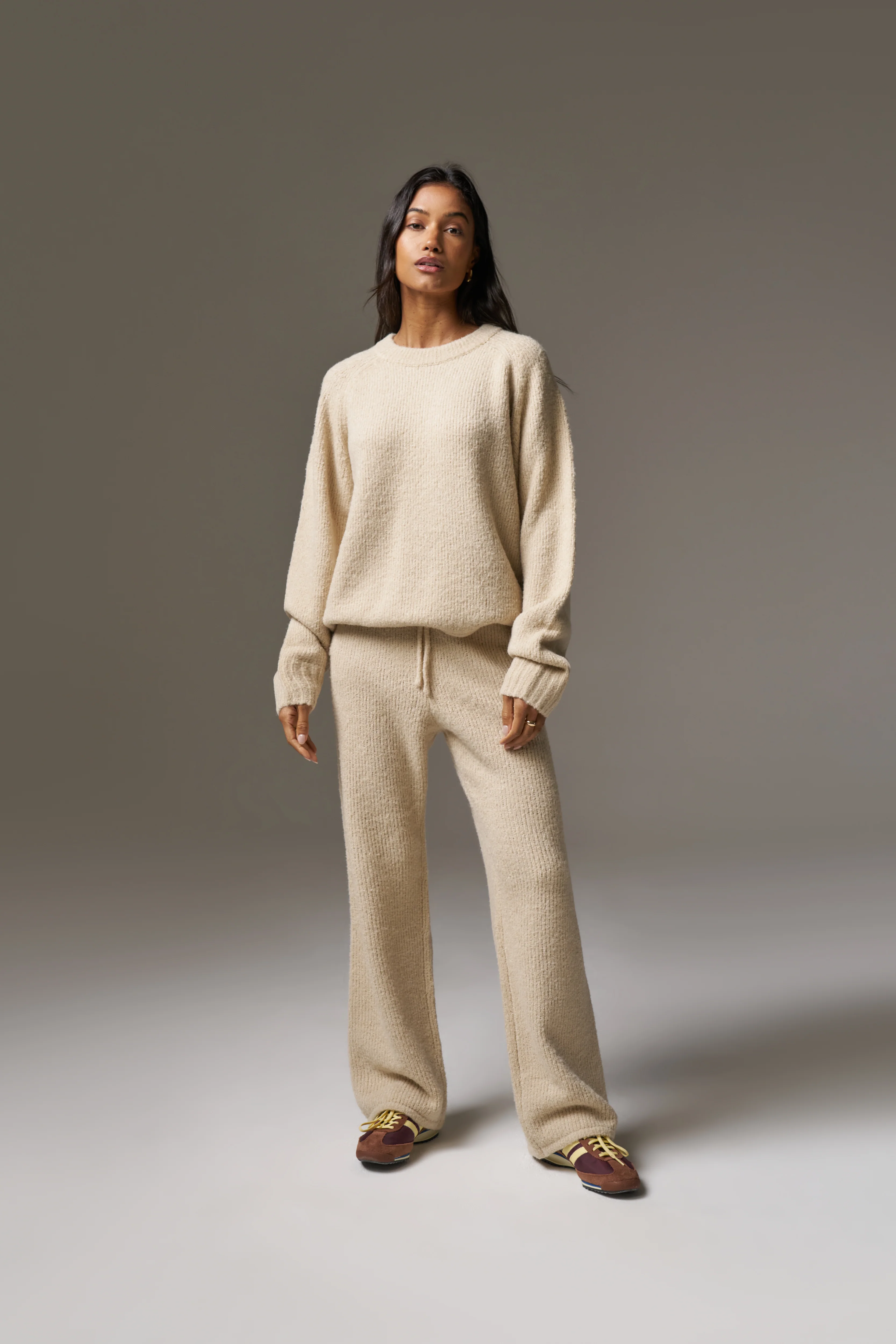 BOUCLE KNIT HOODIE - STONE - Image 11