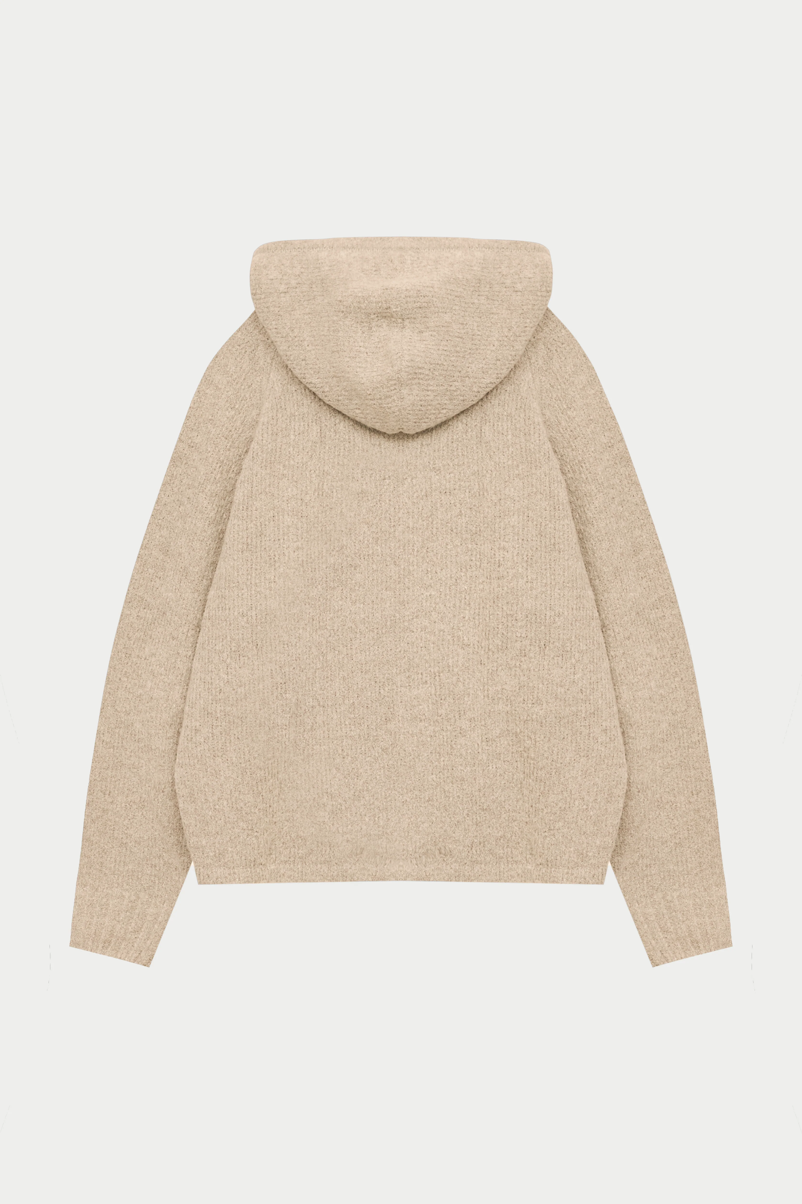 BOUCLE KNIT HOODIE - STONE - Image 12