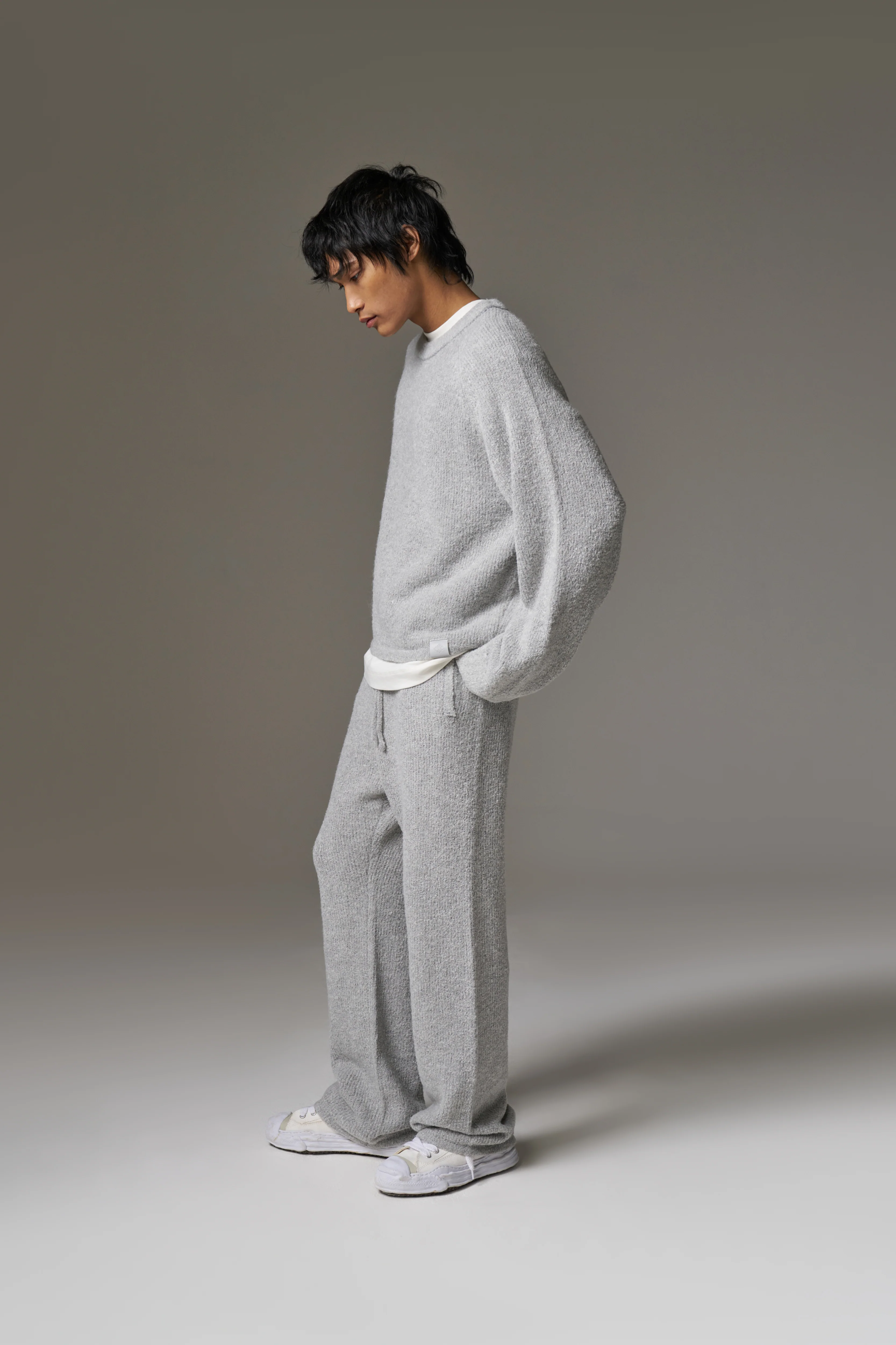 BOUCLE KNIT PANTS - GREY MARL - Image 11