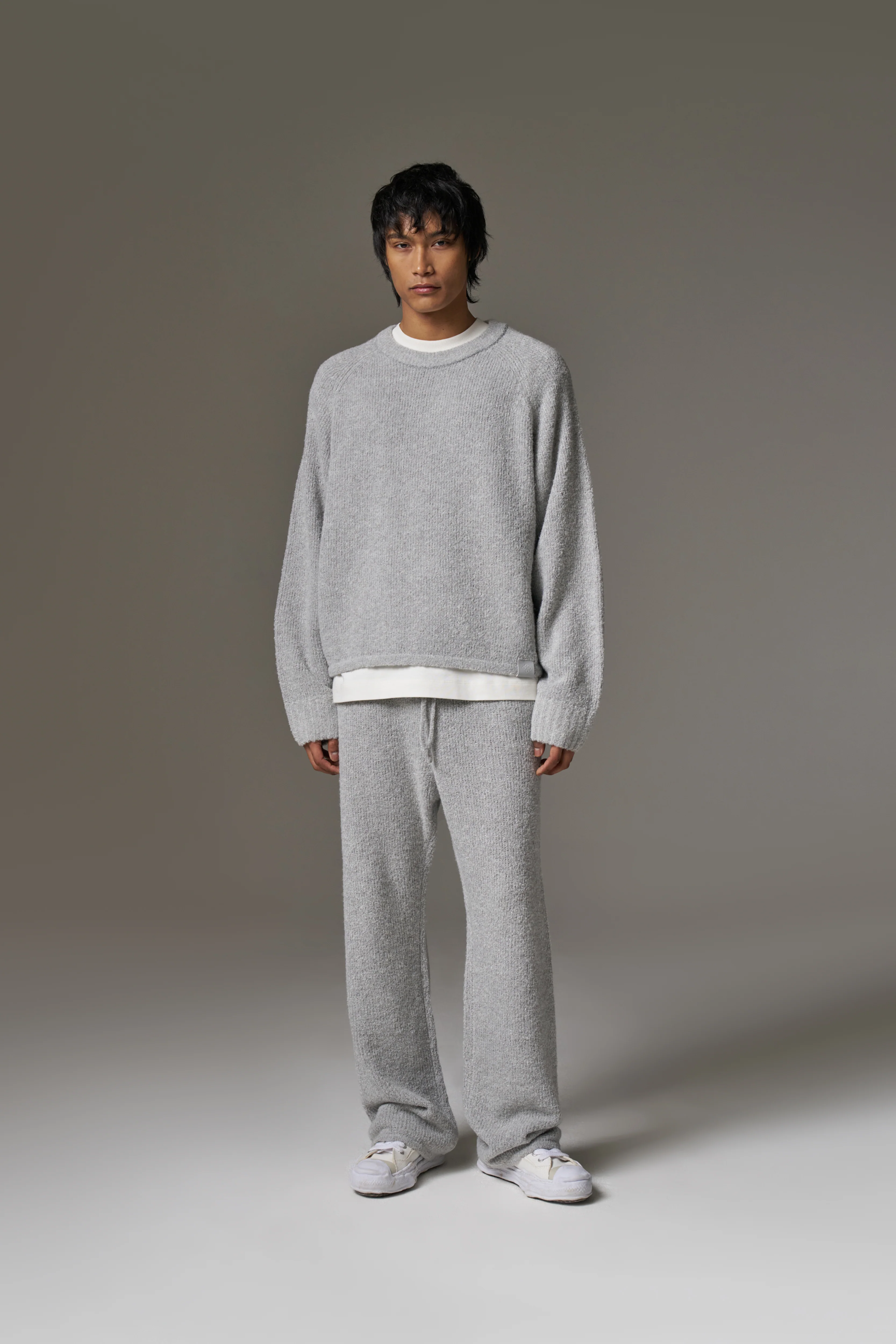 BOUCLE KNIT PANTS - GREY MARL - Image 4