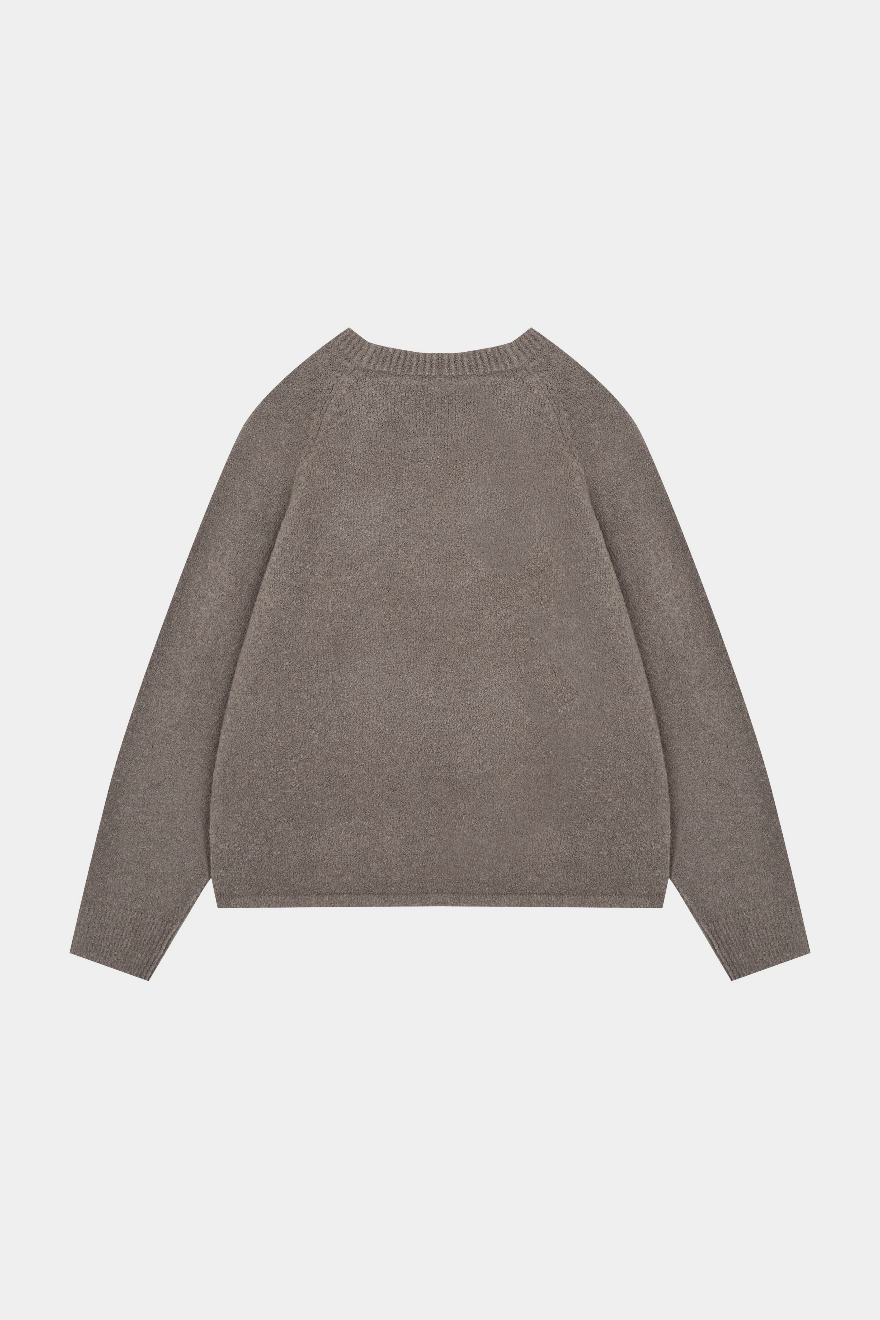 BOUCLE KNIT RAGLAN CREW - BROWN - Image 11