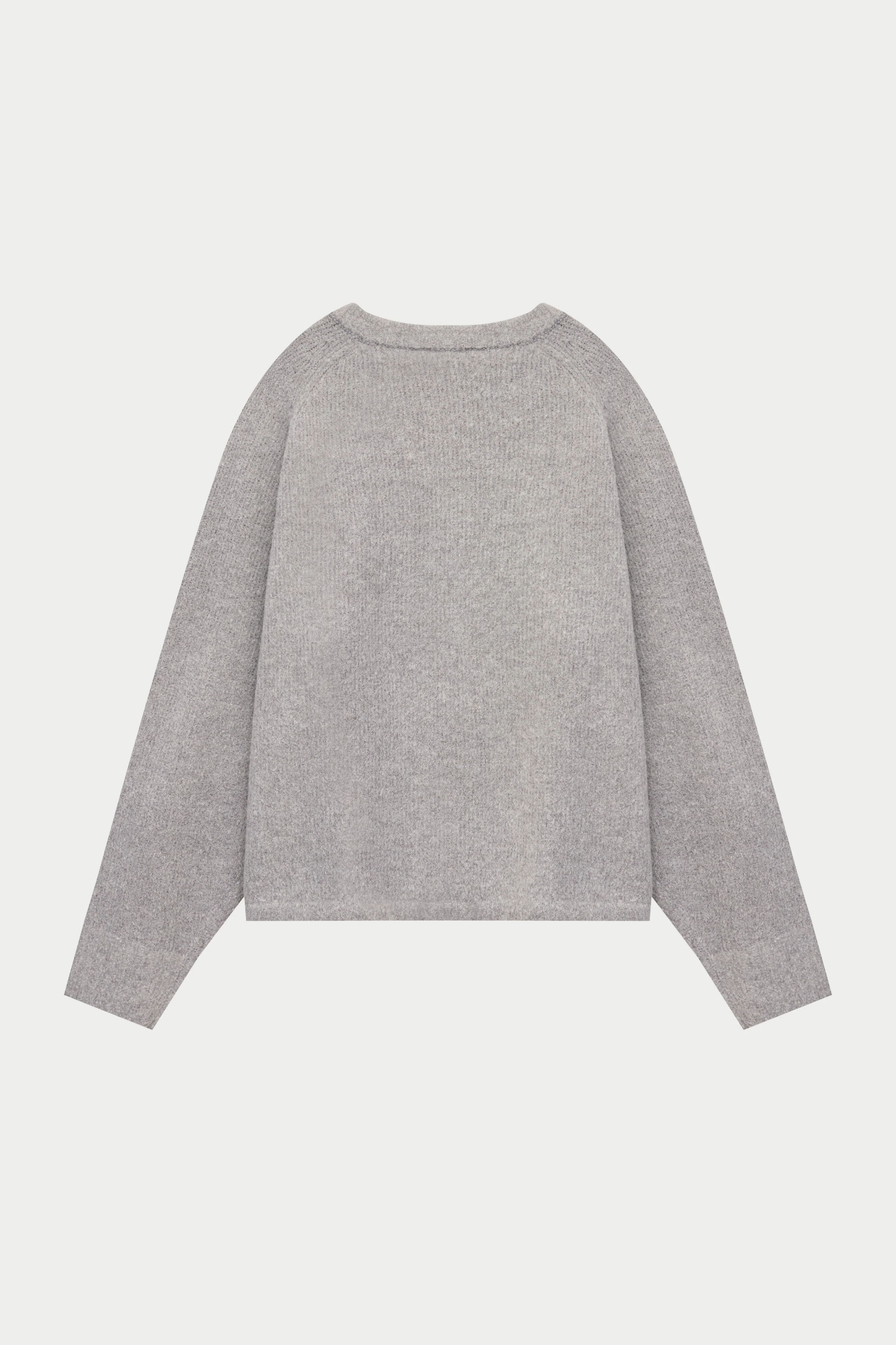 BOUCLE KNIT RAGLAN CREW - GREY MARL - Image 13