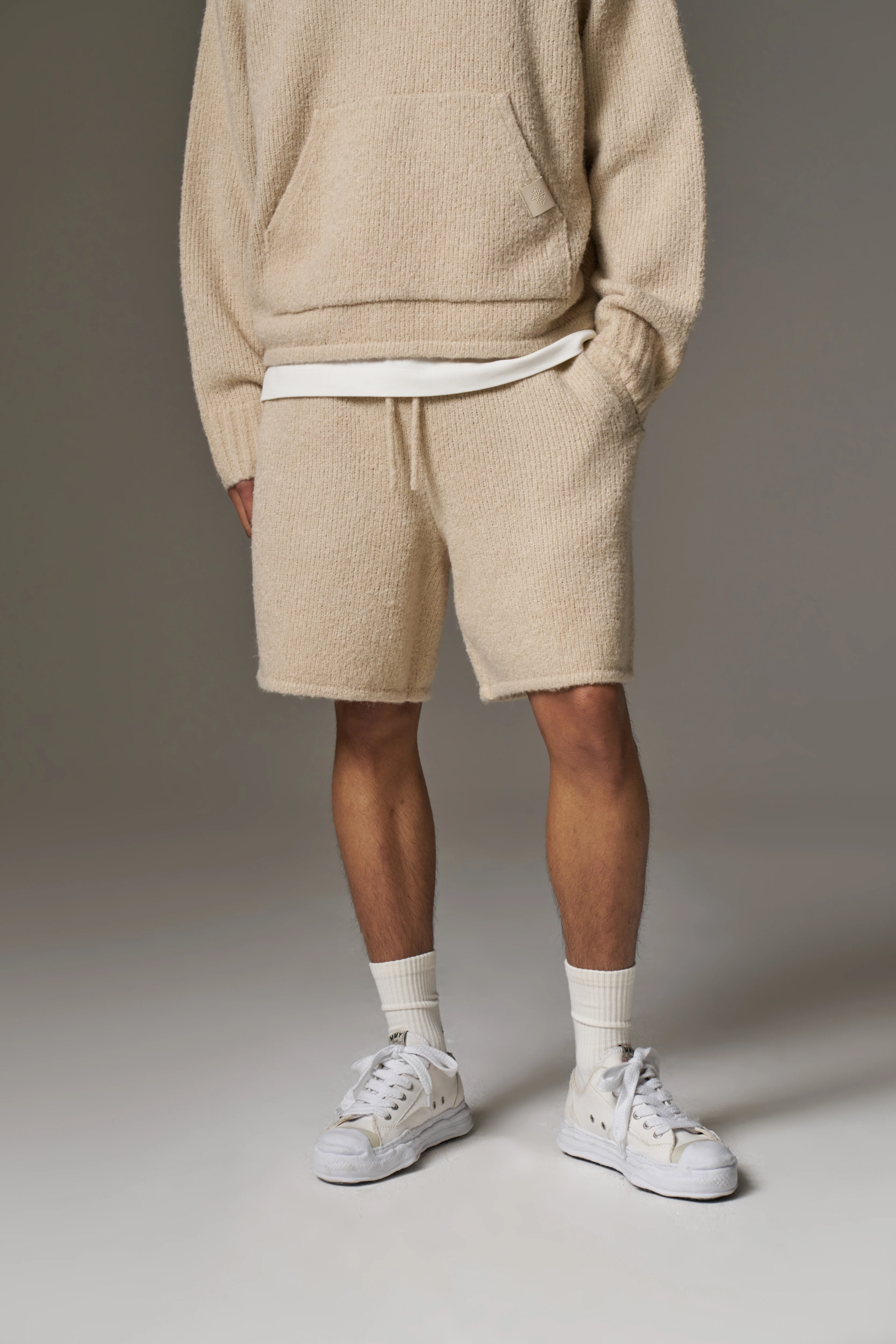 BOUCLE KNIT SHORTS - STONE - Image 2