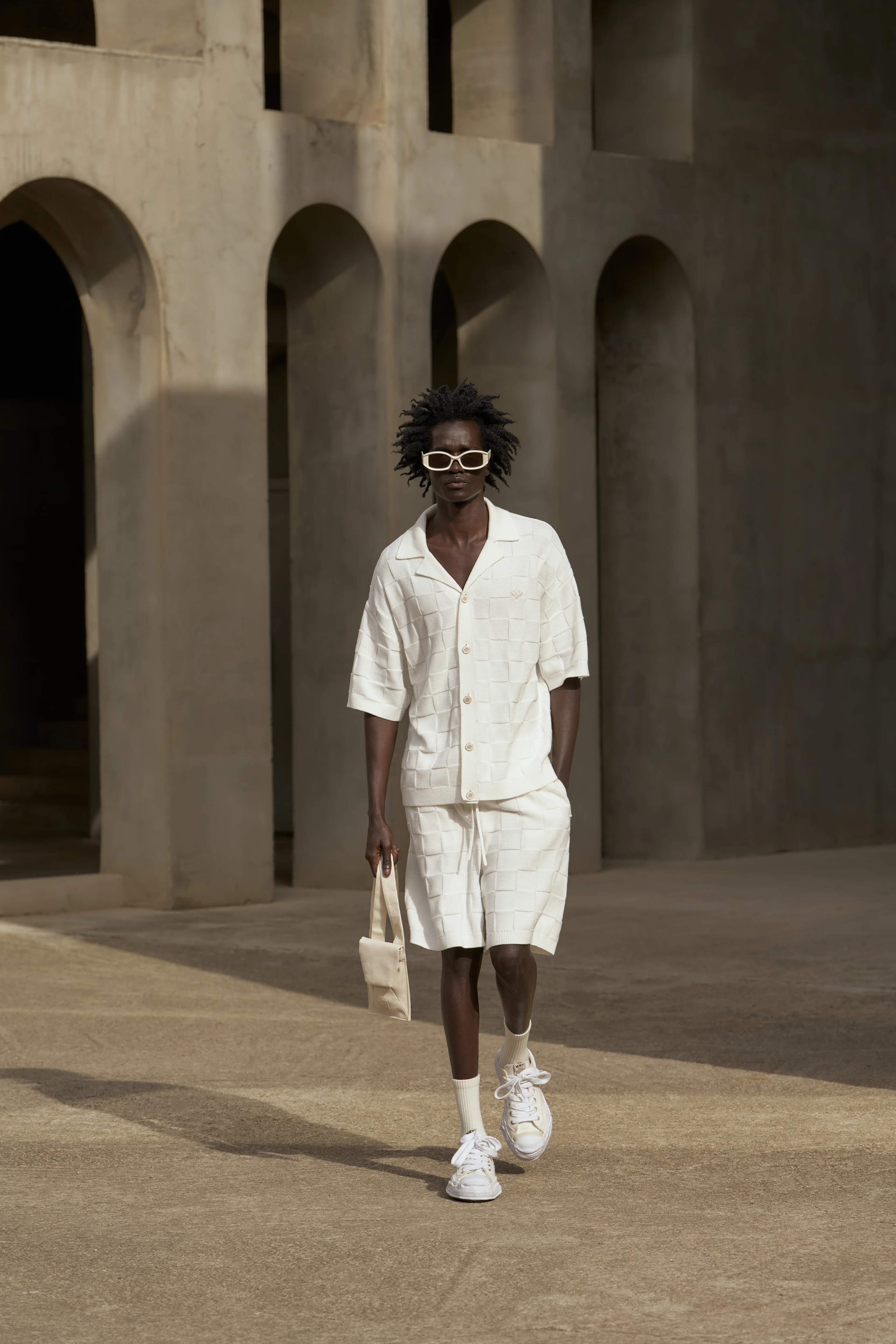 CHECKERBOARD KNITTED SHORT - OFF WHITE - Image 2