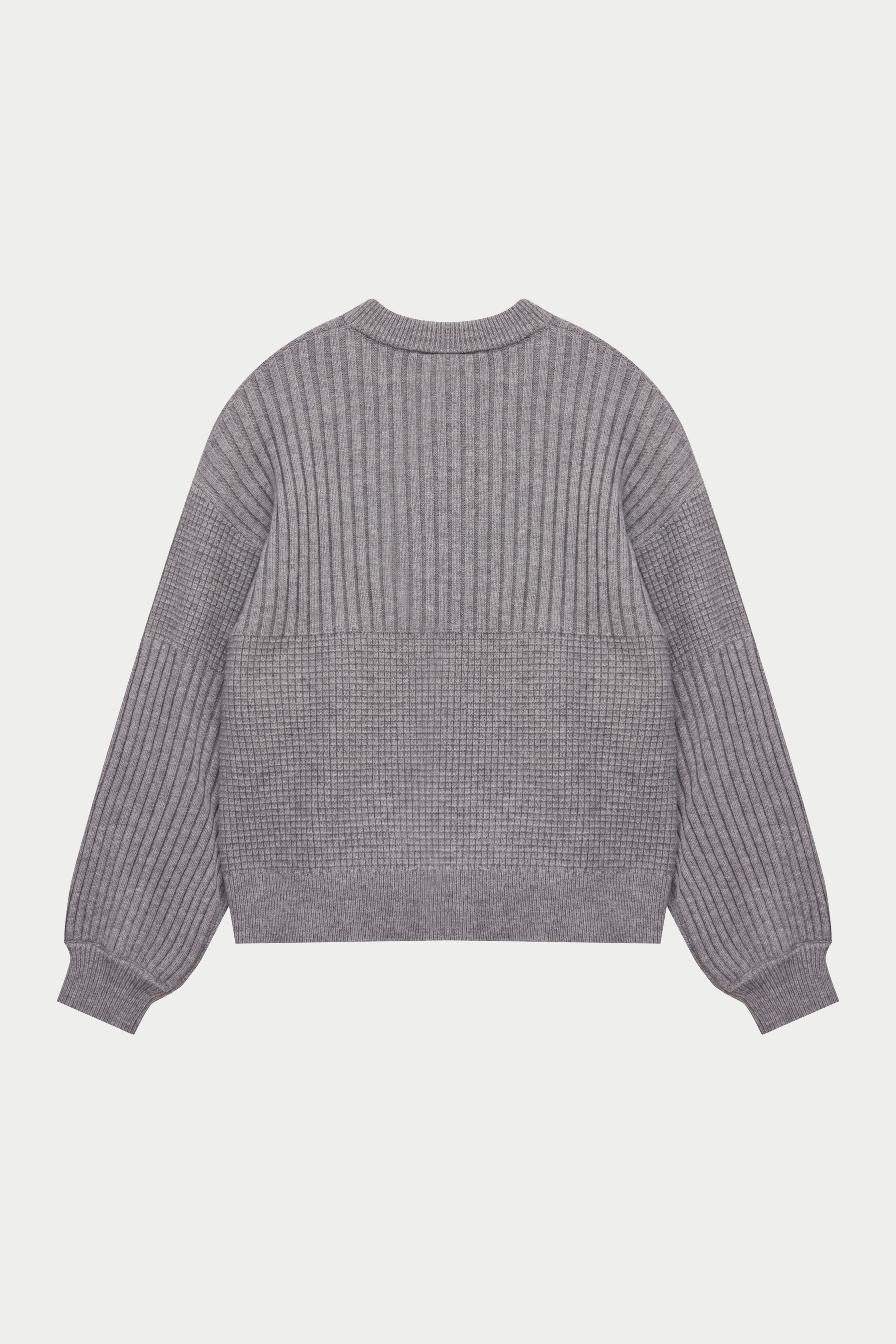 CONTRAST KNIT OVERSIZED CREW - GREY MARL - Image 11