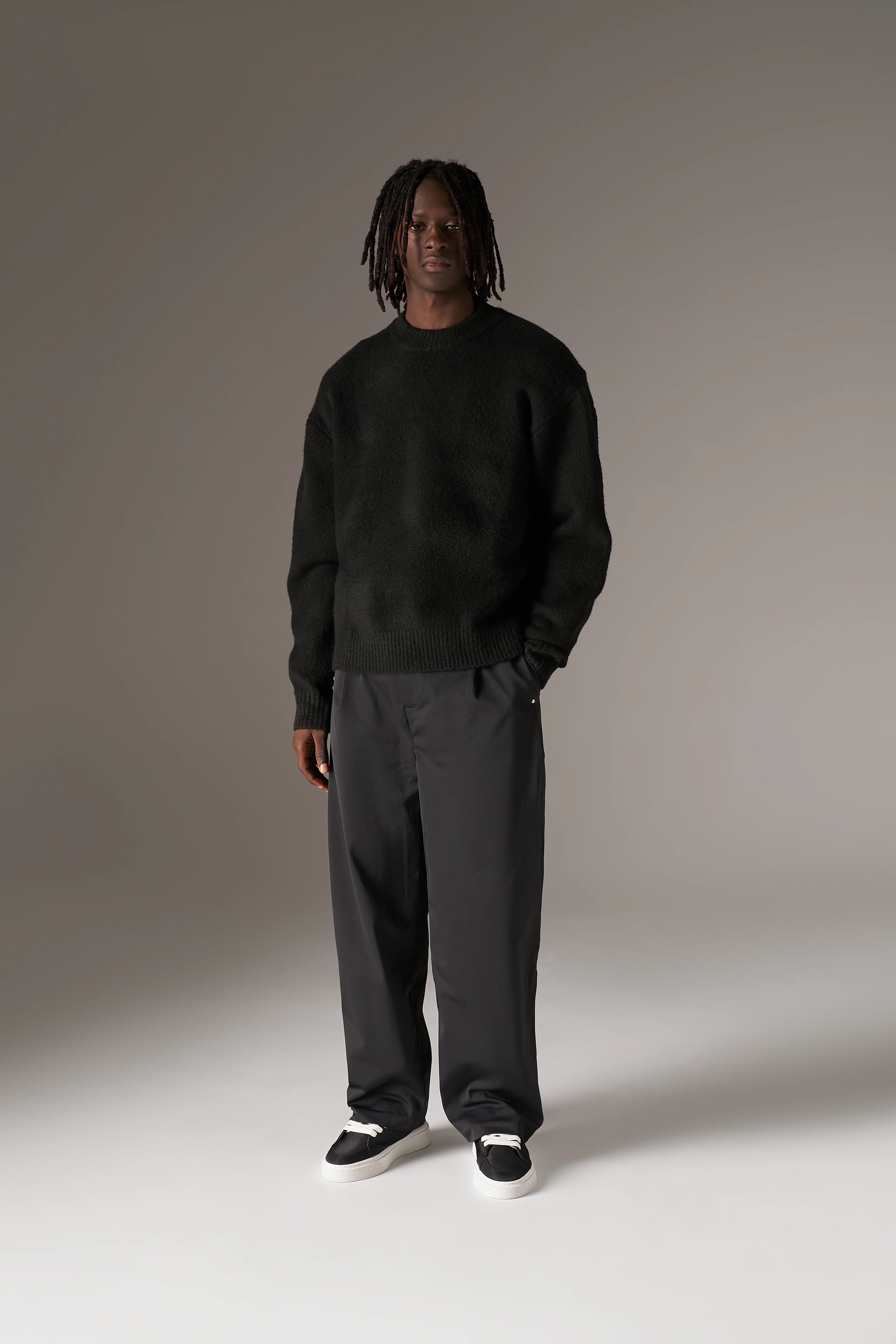 COPYRIGHT BRUSHED KNIT JUMPER - BLACK - Image 3