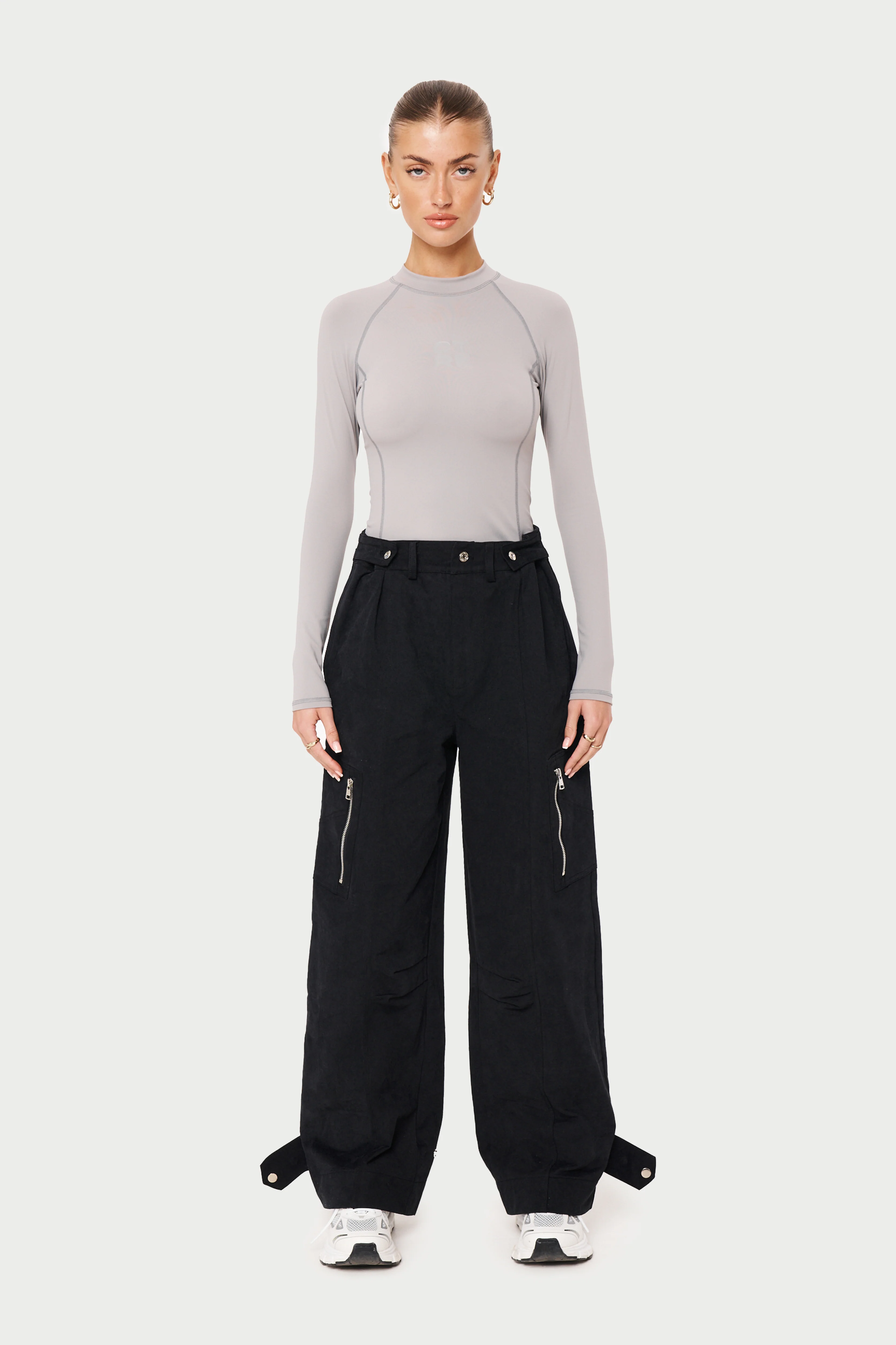 CTRE LONG SLEEVE MOCK NECK TOP - GREY - Image 3