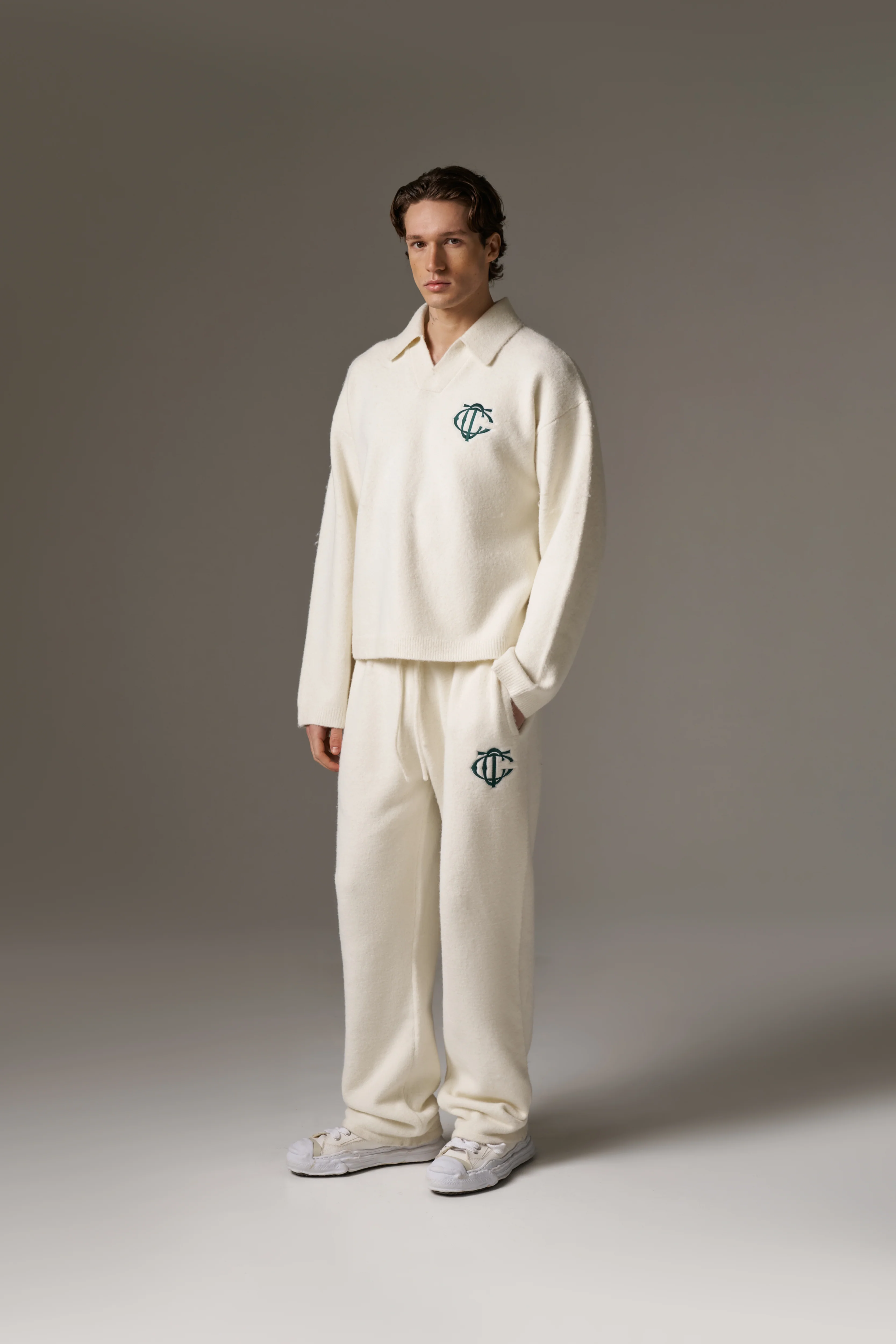 MONOGRAM KNITTED JOGGERS - OFF WHITE - Image 8