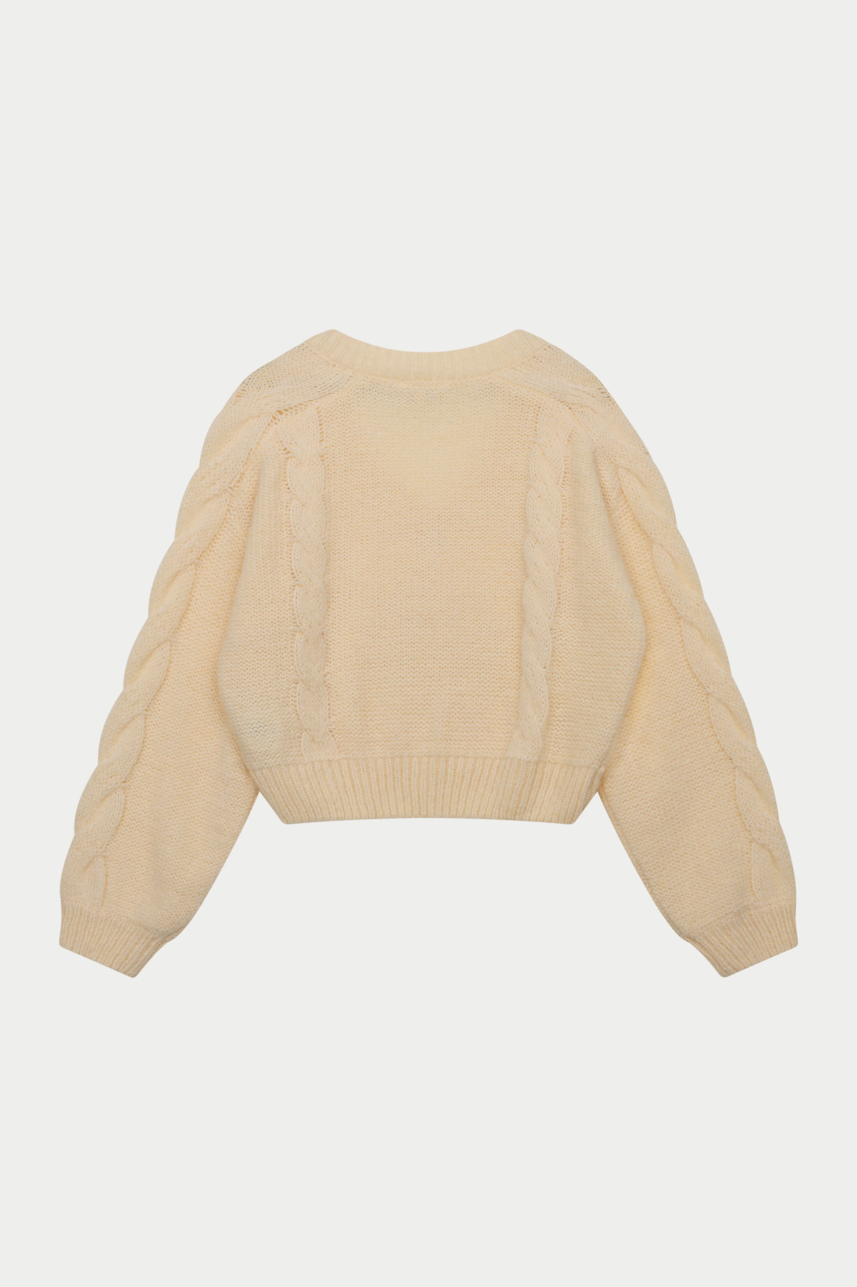 EMBLEM KNITTED V NECK JUMPER - BUTTERMILK - Image 9
