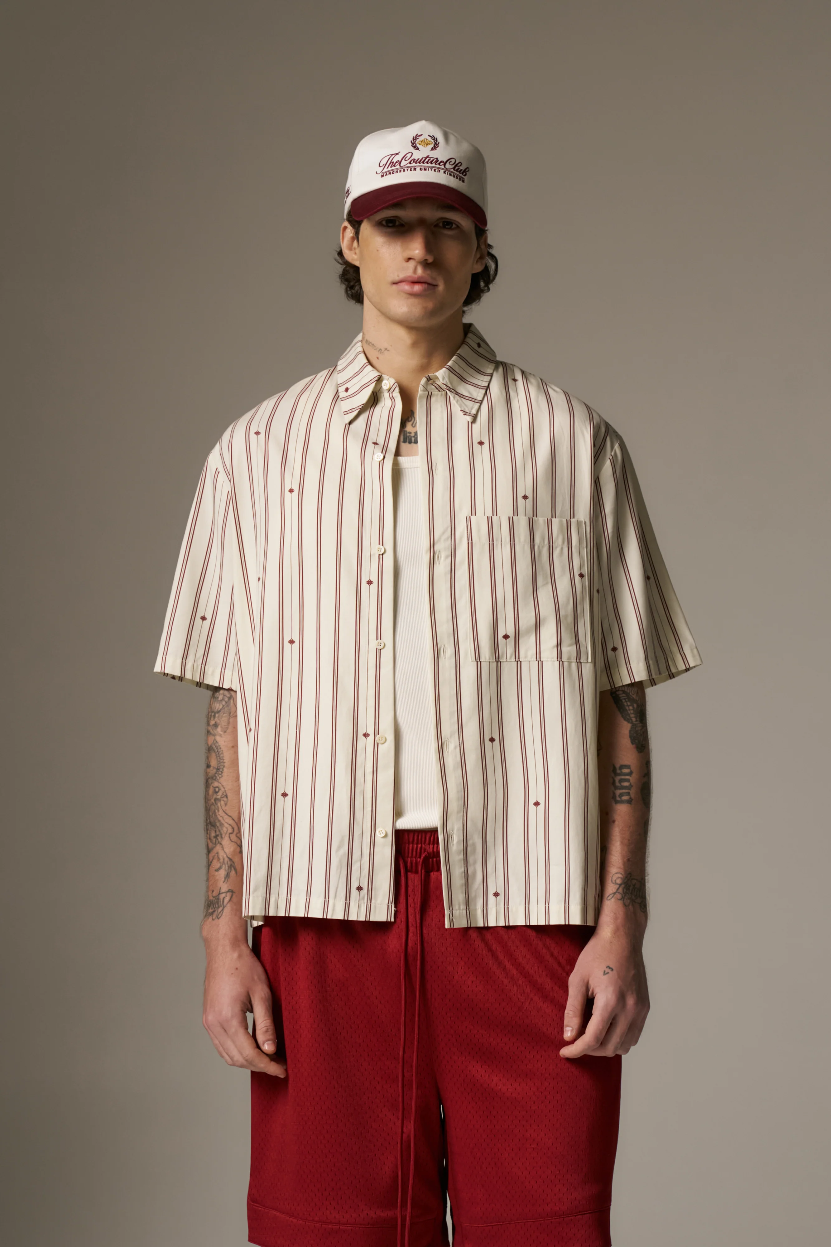 EMBLEM STRIPE SHIRT - STONE - Image 10