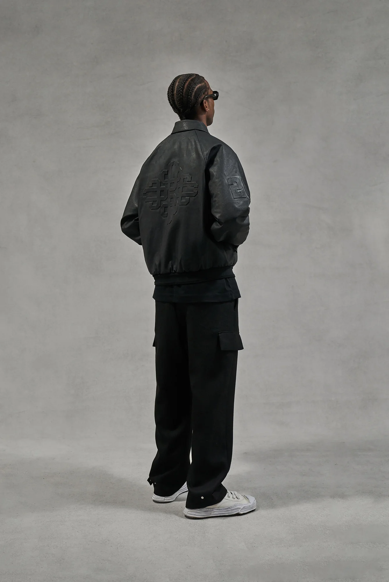 EMBOSSED BOMBER JACKET - BLACK - Image 6