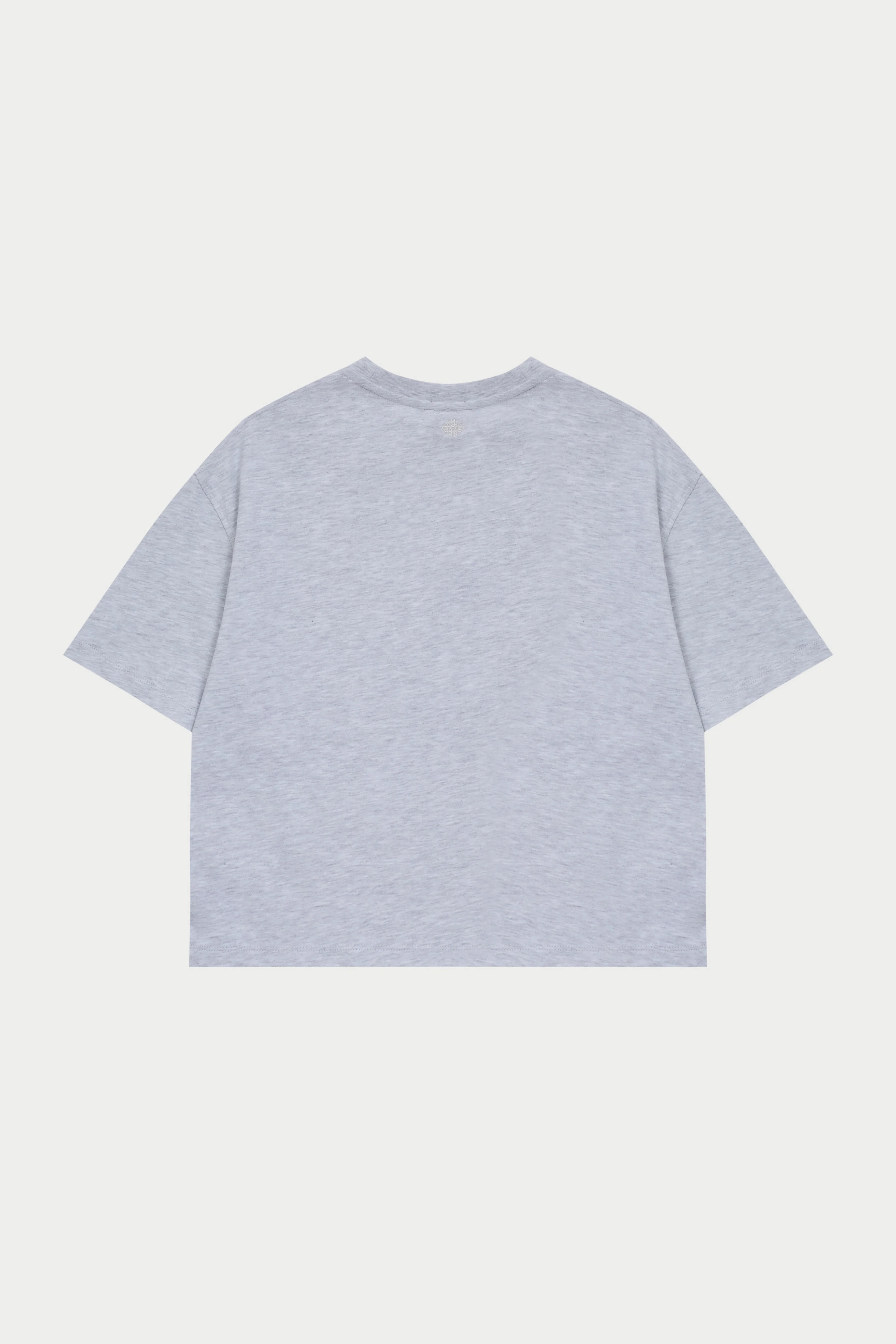EMBROIDERED CREST T-SHIRT - GREY MARL - Image 9