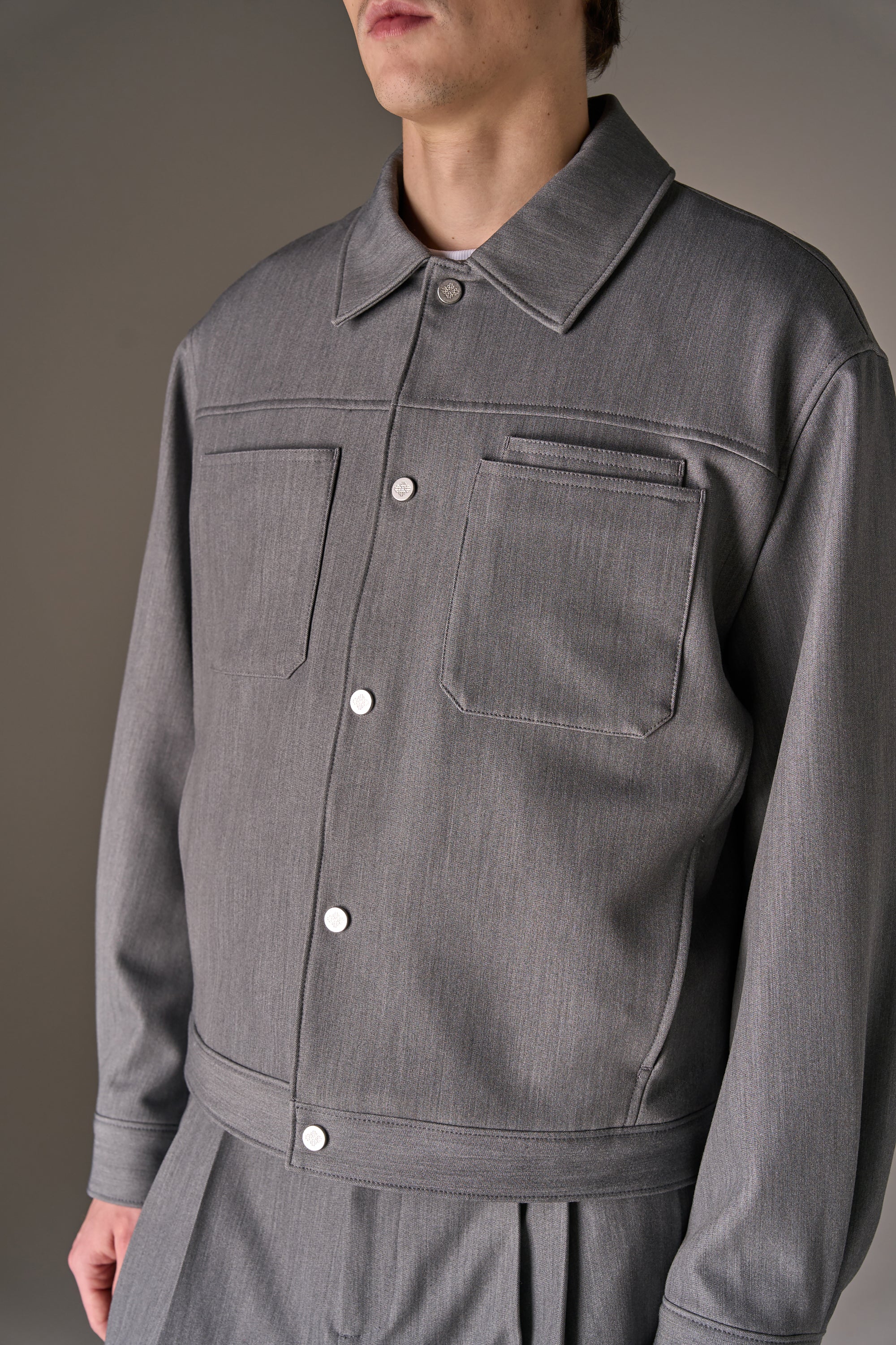 PATCH POCKET TAILORED JACKET - GREY - Image 5