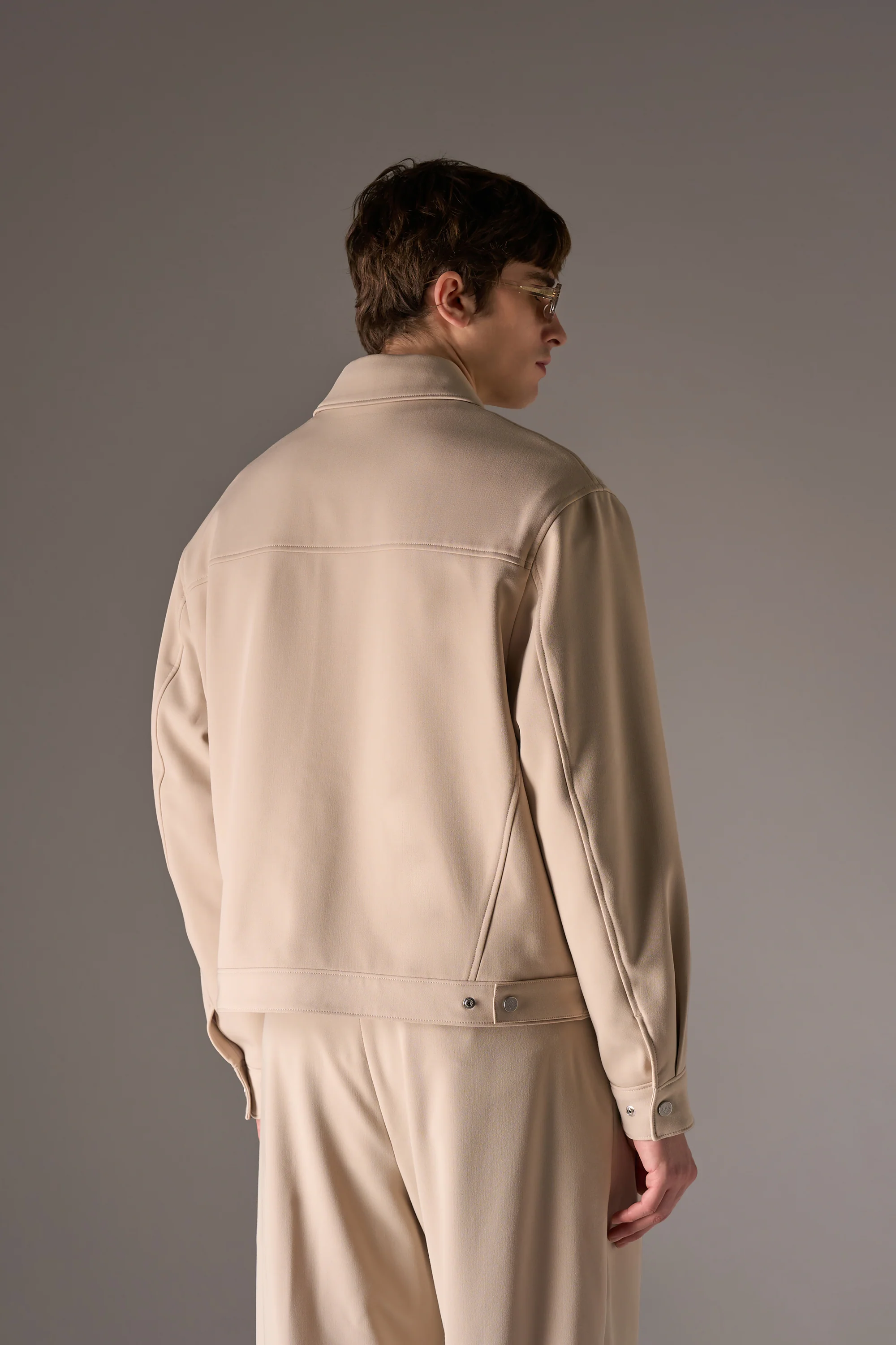 FAUX LEATHER POCKET TAILORED JACKET - STONE - Image 6