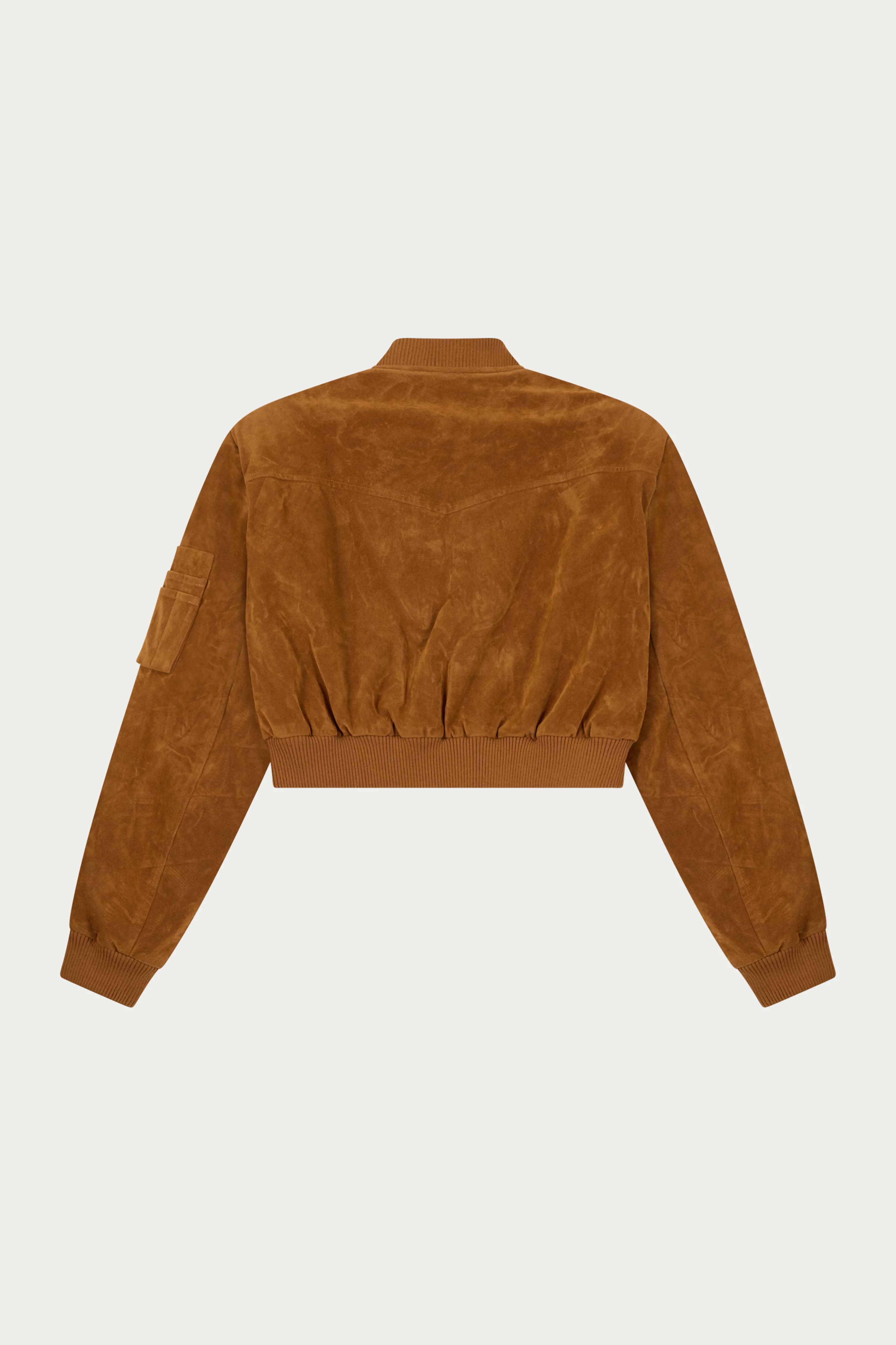 FAUX SUEDE BOMBER JACKET - TAN - Image 7