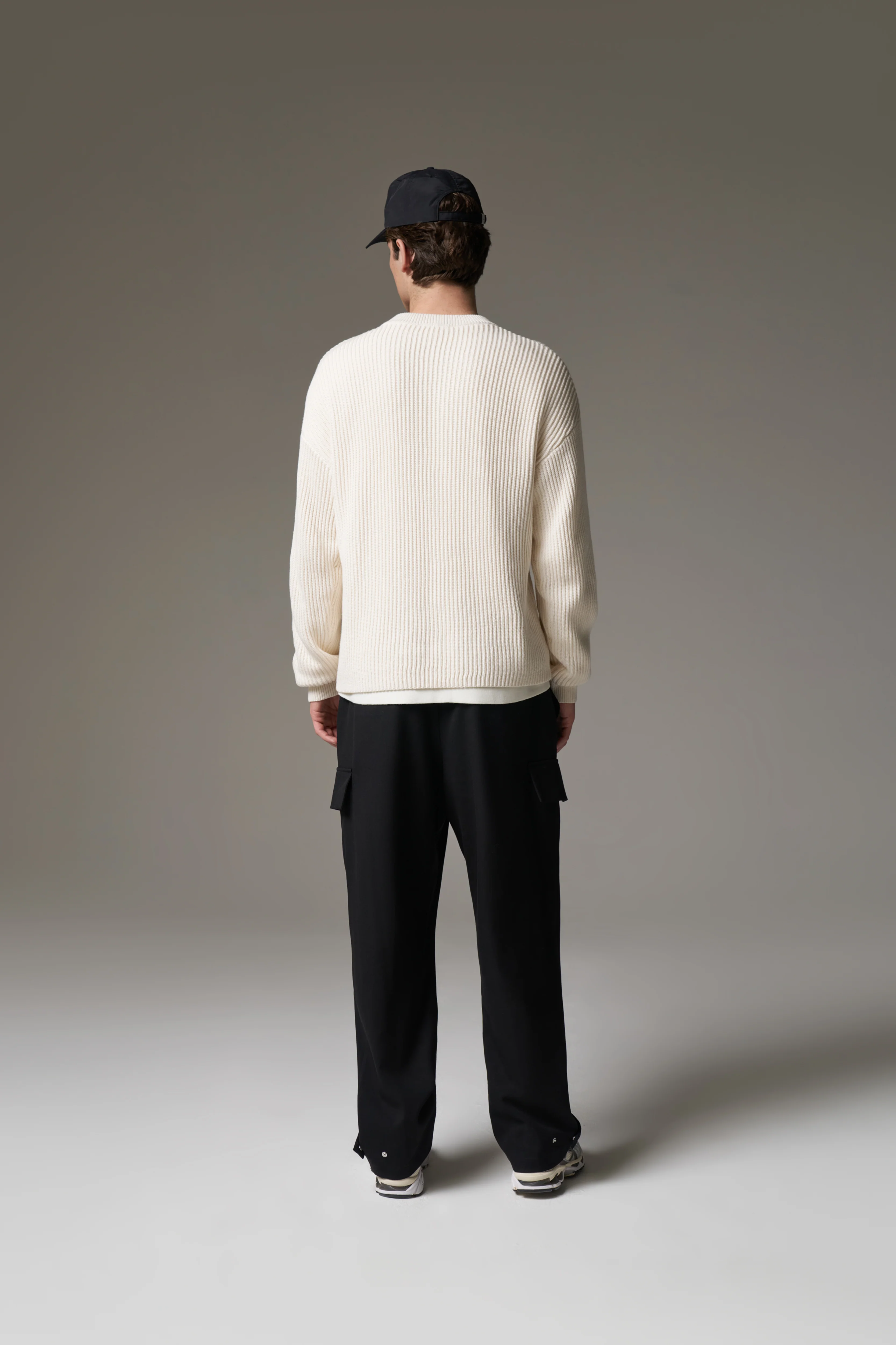 HEAVY WASHED RIBBED KNIT CREW - STONE - Image 8