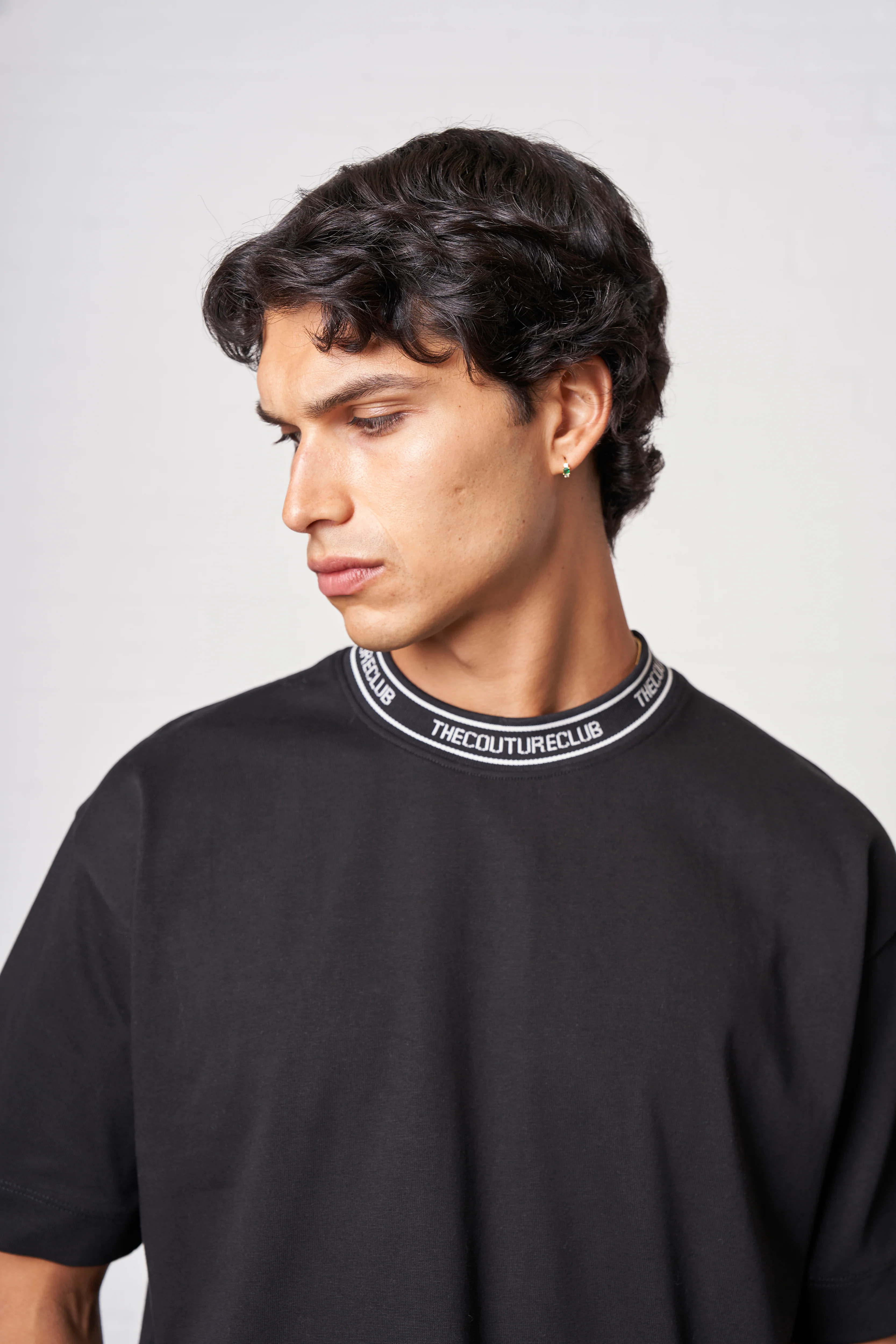 JACQUARD COLLAR T-SHIRT - BLACK - Image 3