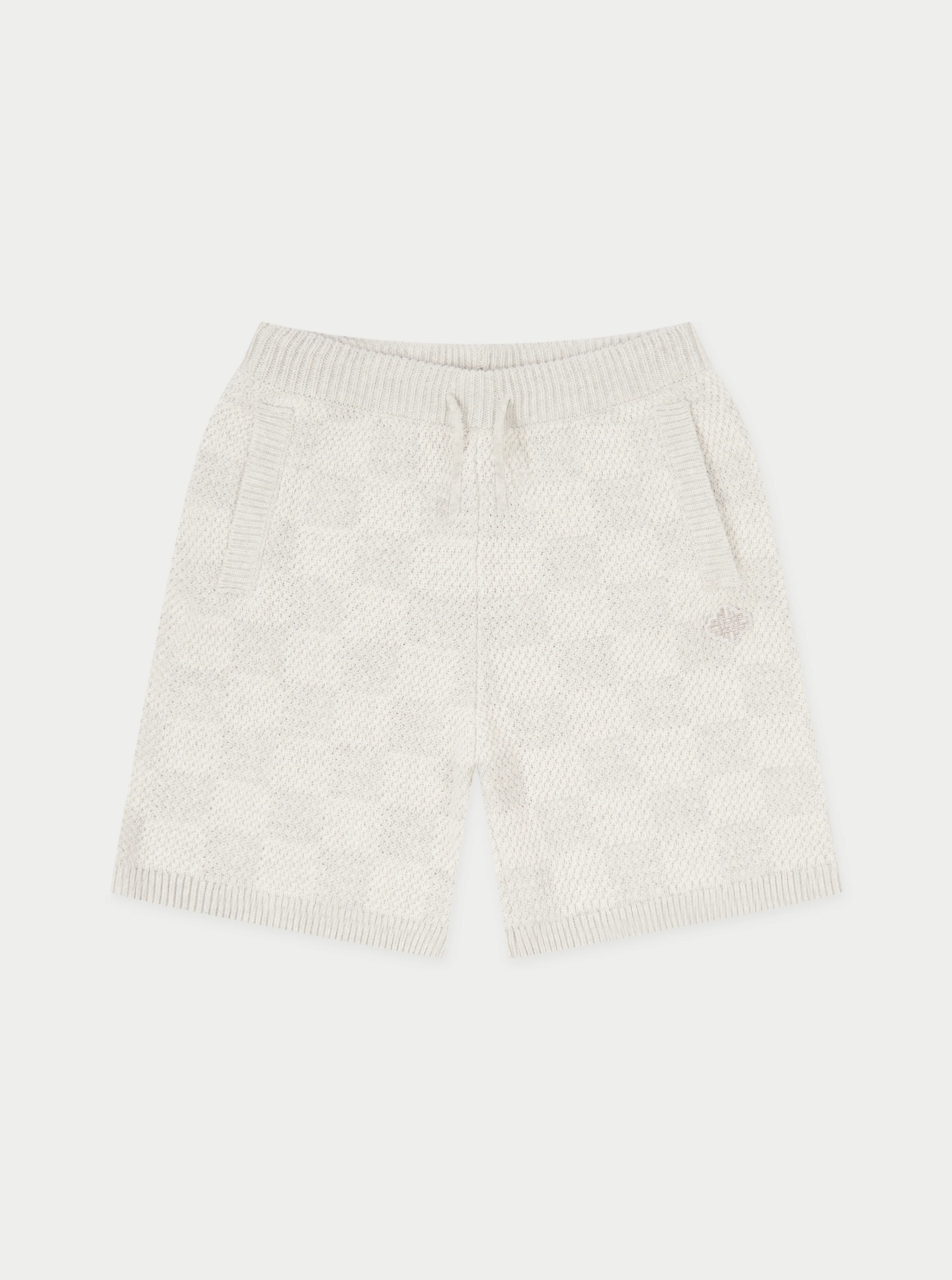KIDS KNITTED CHECKERBOARD SHORTS - GREY - Image 2