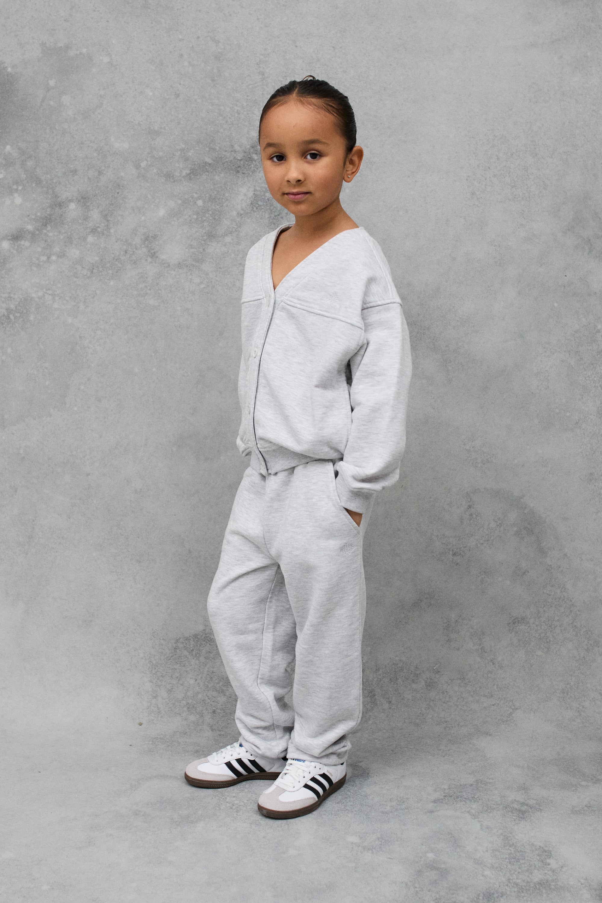 KIDS JERSEY CARDIGAN - GREY MARL - Image 3