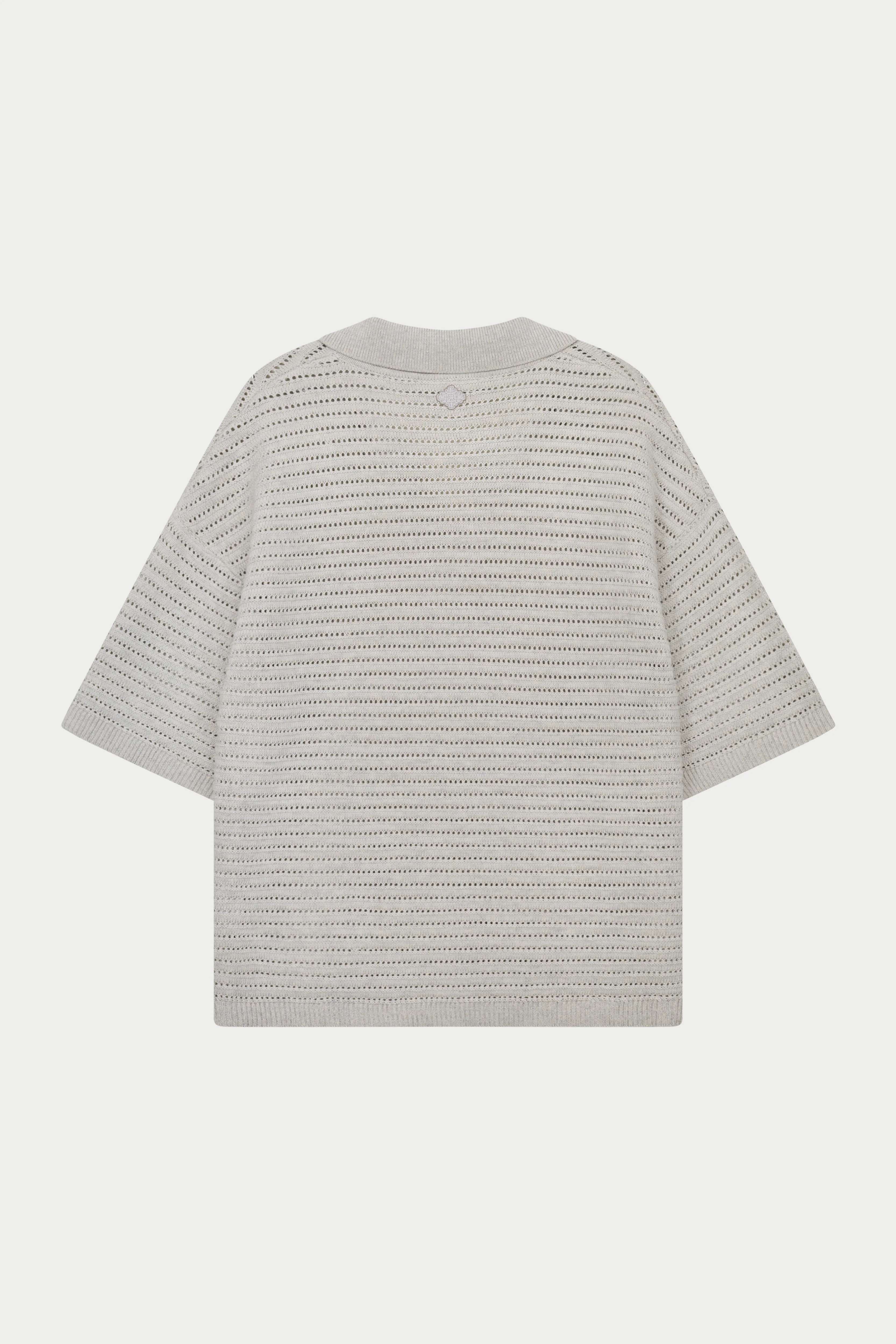 KNITTED POLO SHIRT - LIGHT GREY - Image 10
