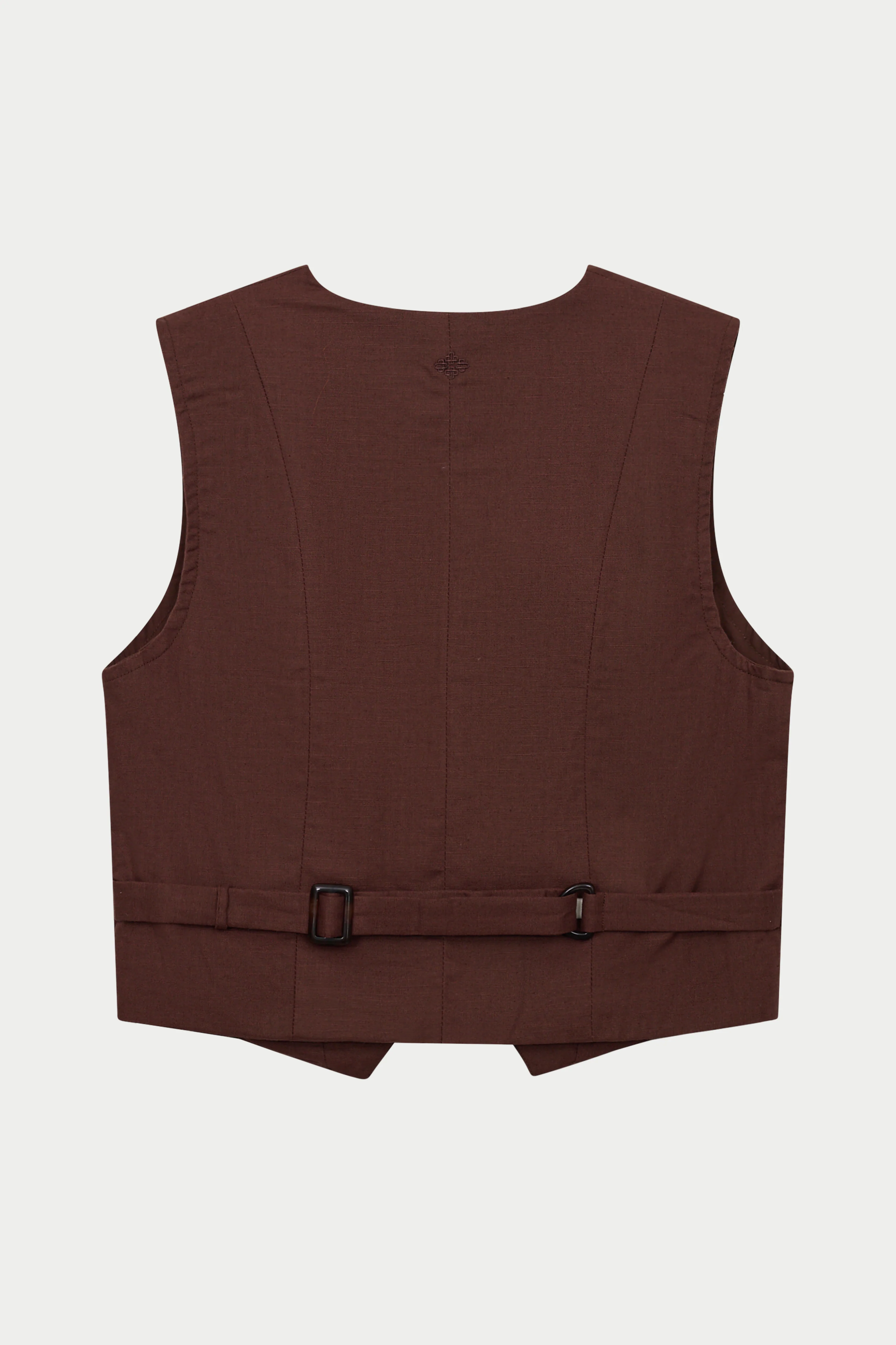LINEN BLEND WAISTCOAT - CHOCOLATE - Image 11