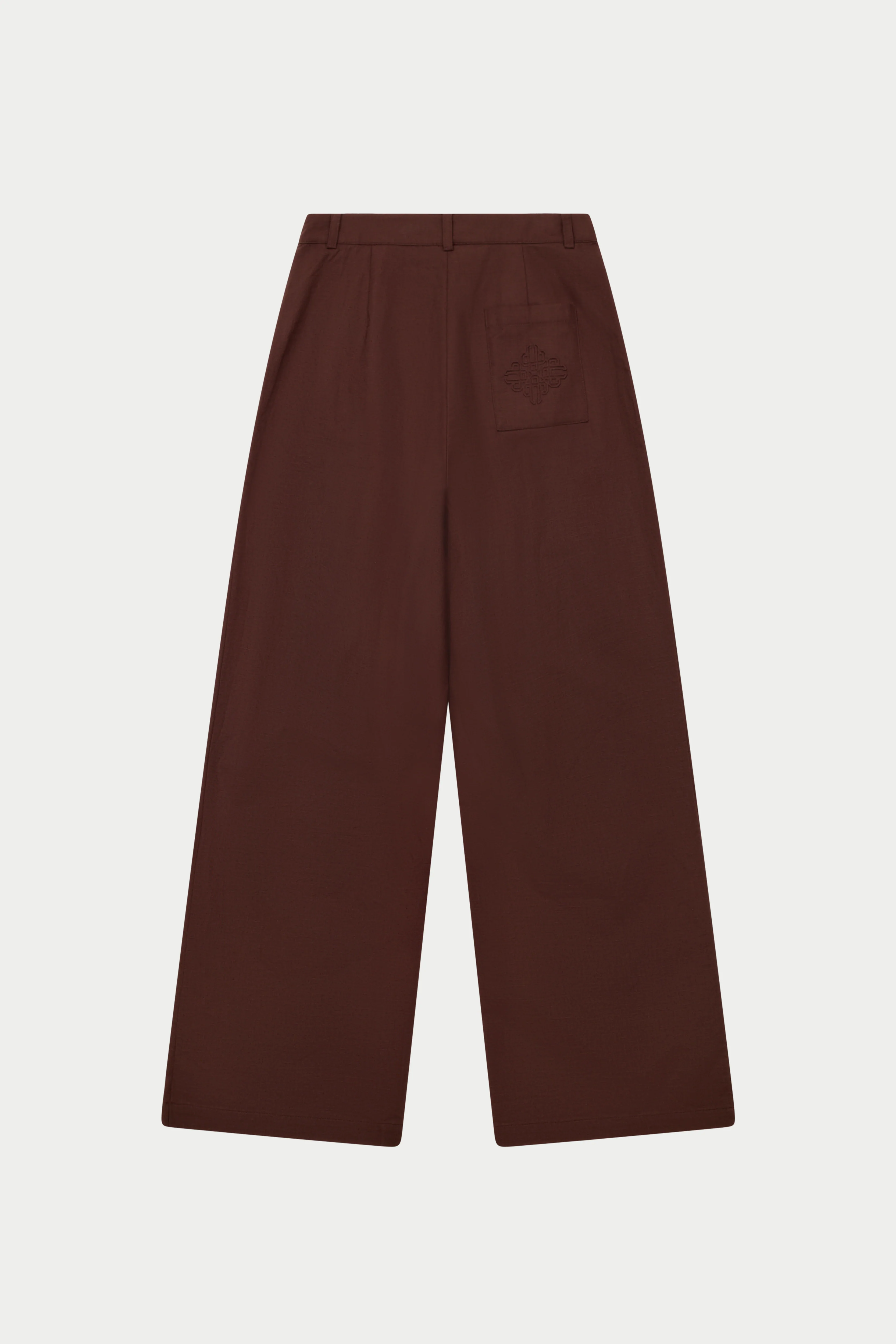 LINEN BLEND WIDE LEG PLEATED TROUSERS - CHOCOLATE - Image 8