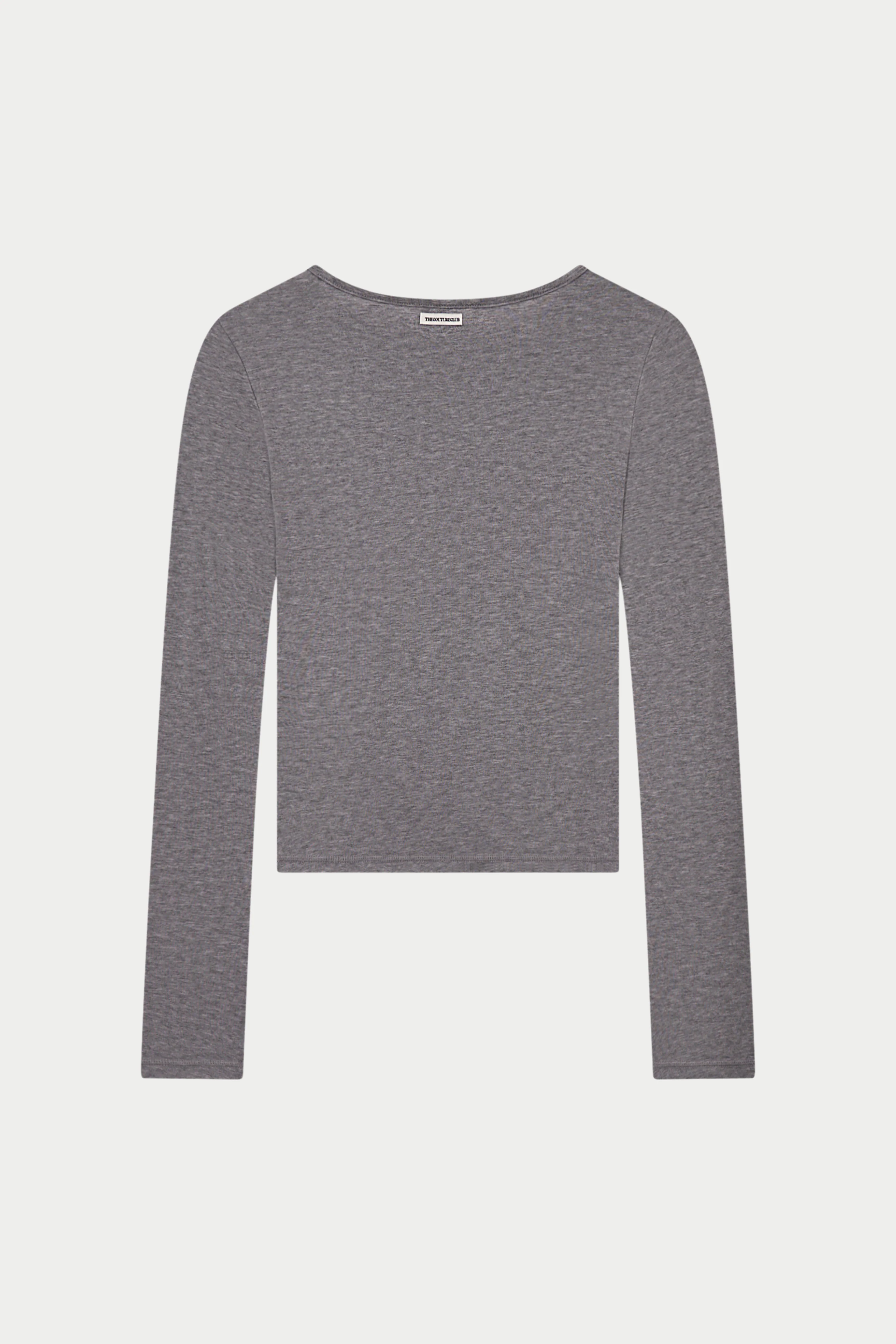 LONG SLEEVE SLUB TOP - GREY - Image 10