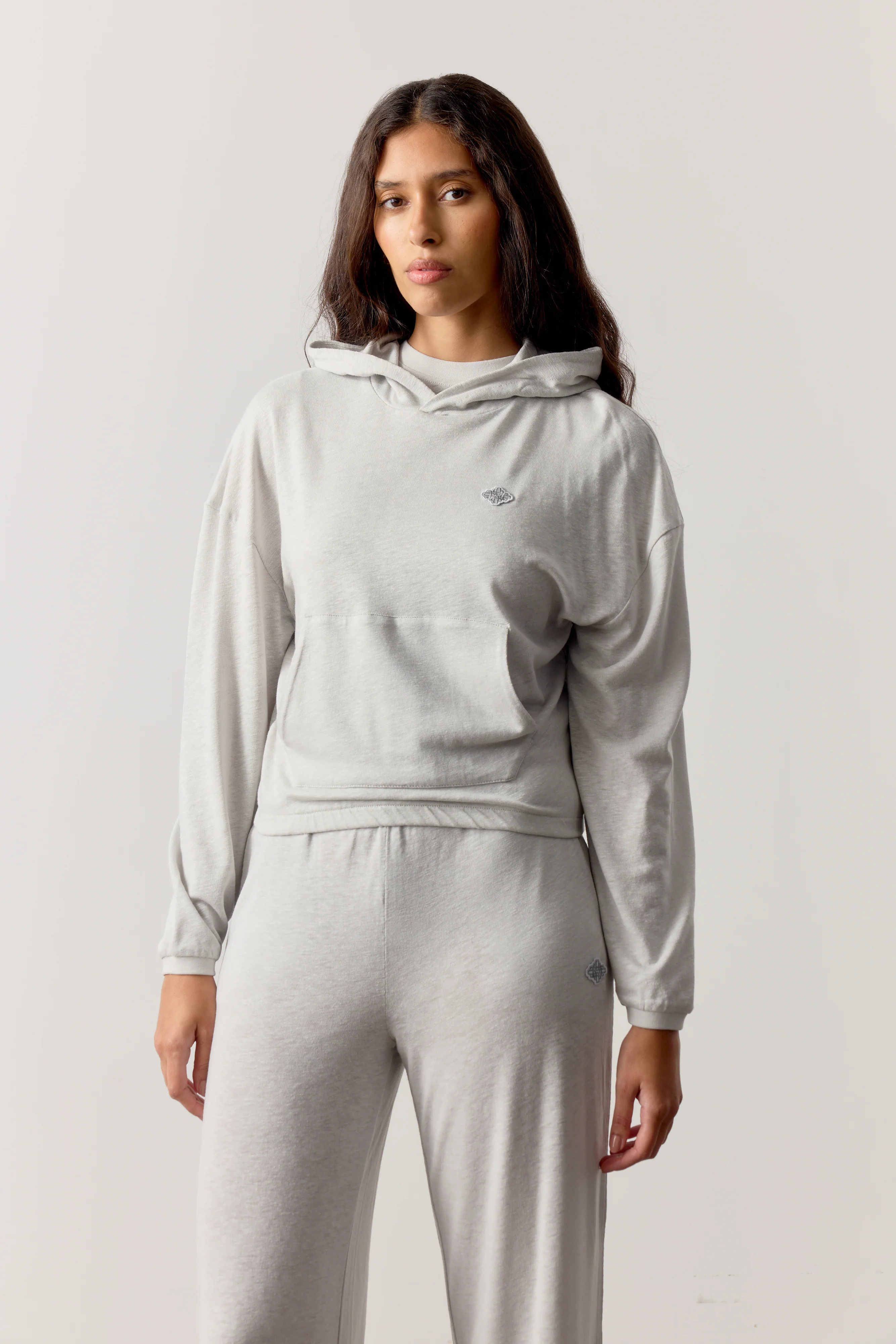 MARL SLUB HOODIE - GREY - Image 2