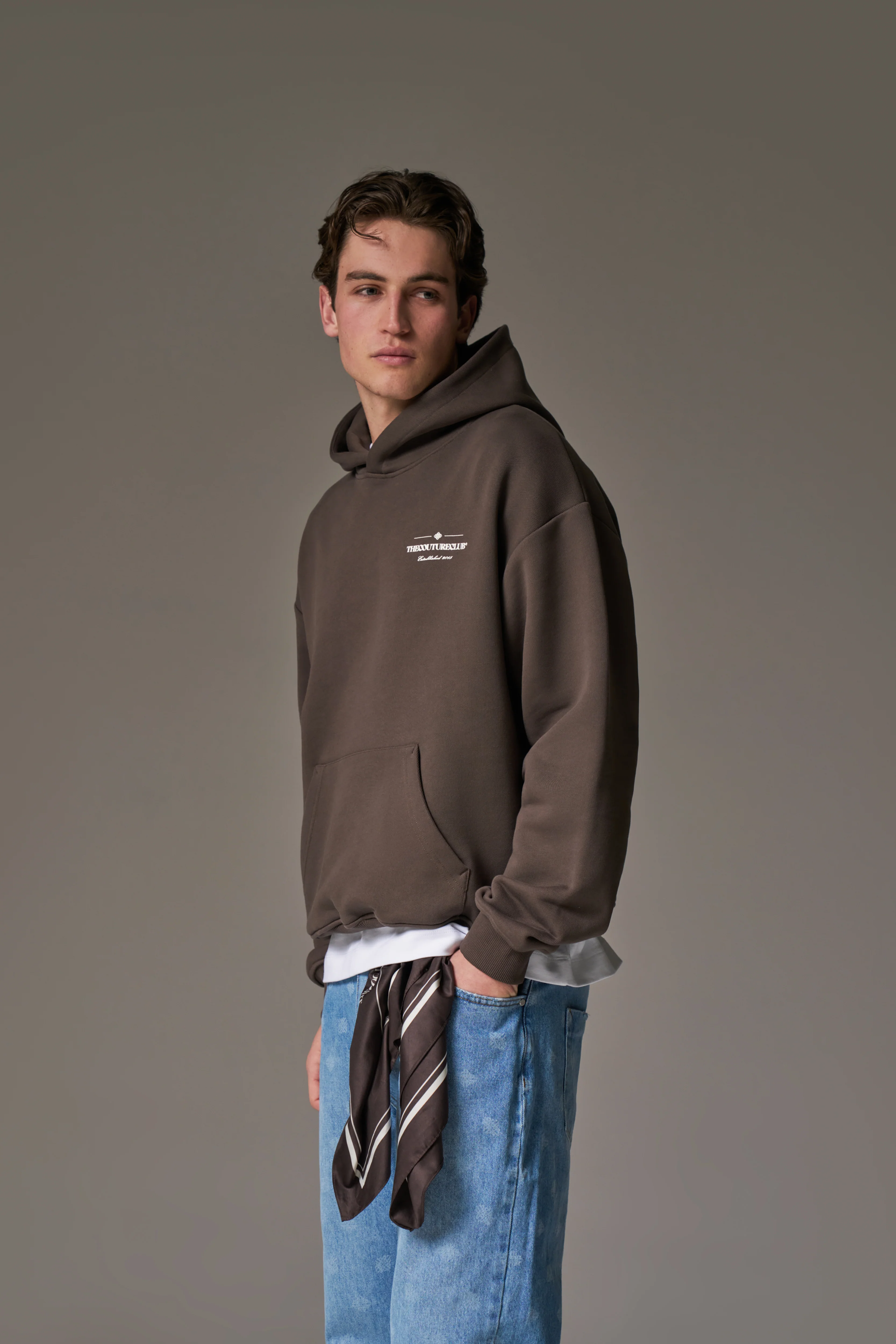 COPYRIGHT MULTI GRAPHIC HOODIE - BROWN - Image 7