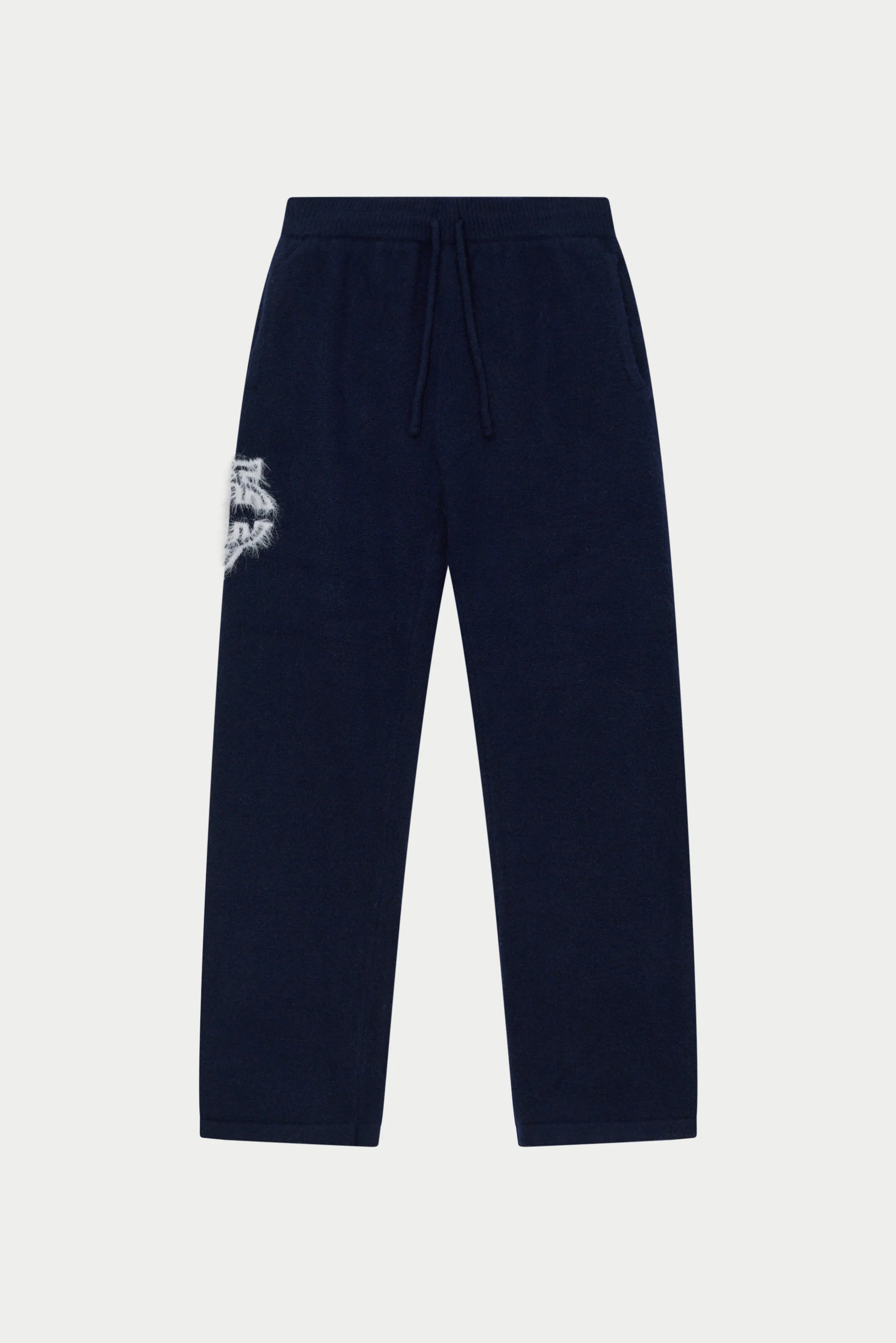 MONOGRAM FLUFFY KNIT JOGGERS - NAVY