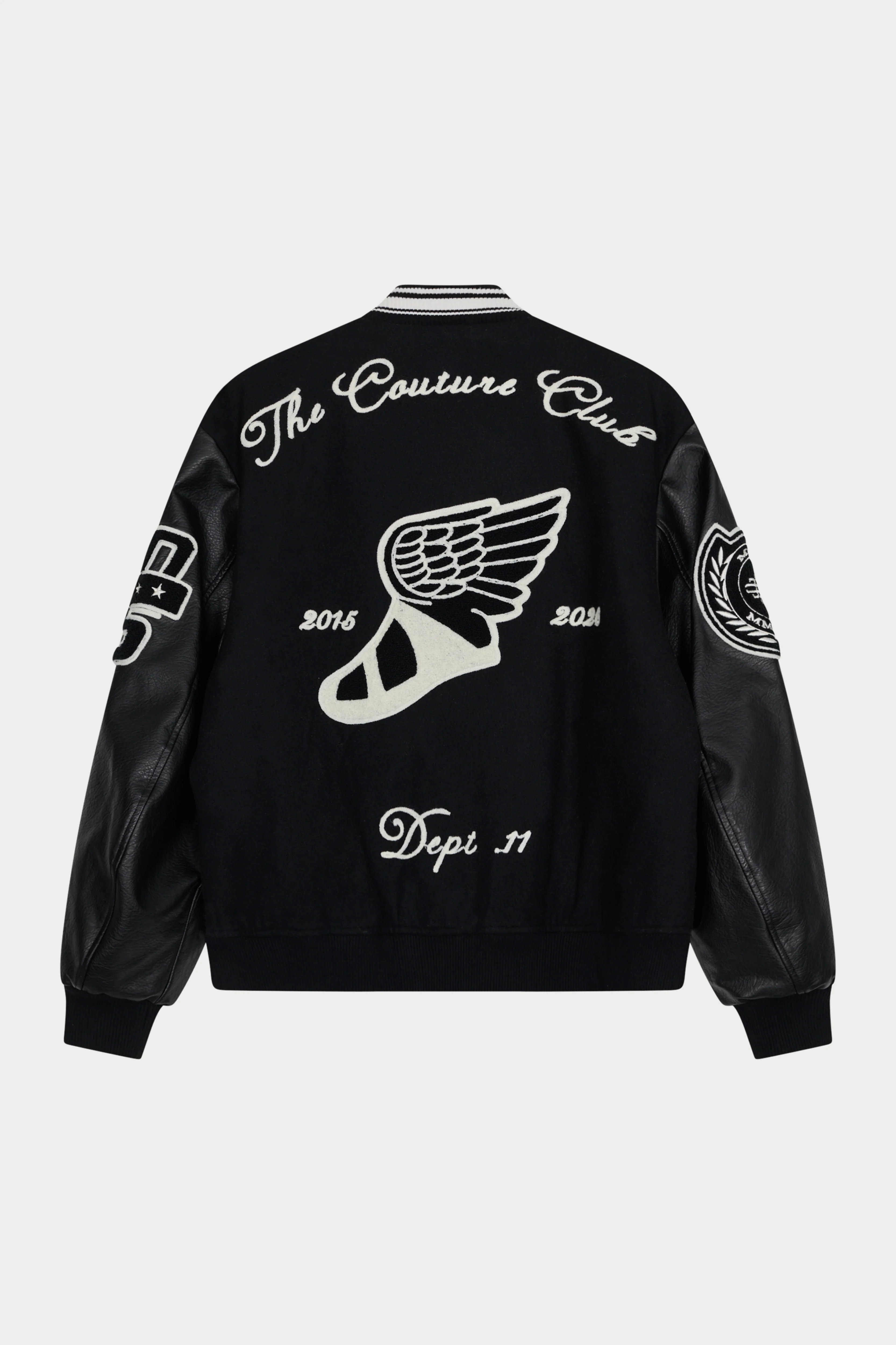 MULTI BADGE VARSITY JACKET - BLACK - Image 8