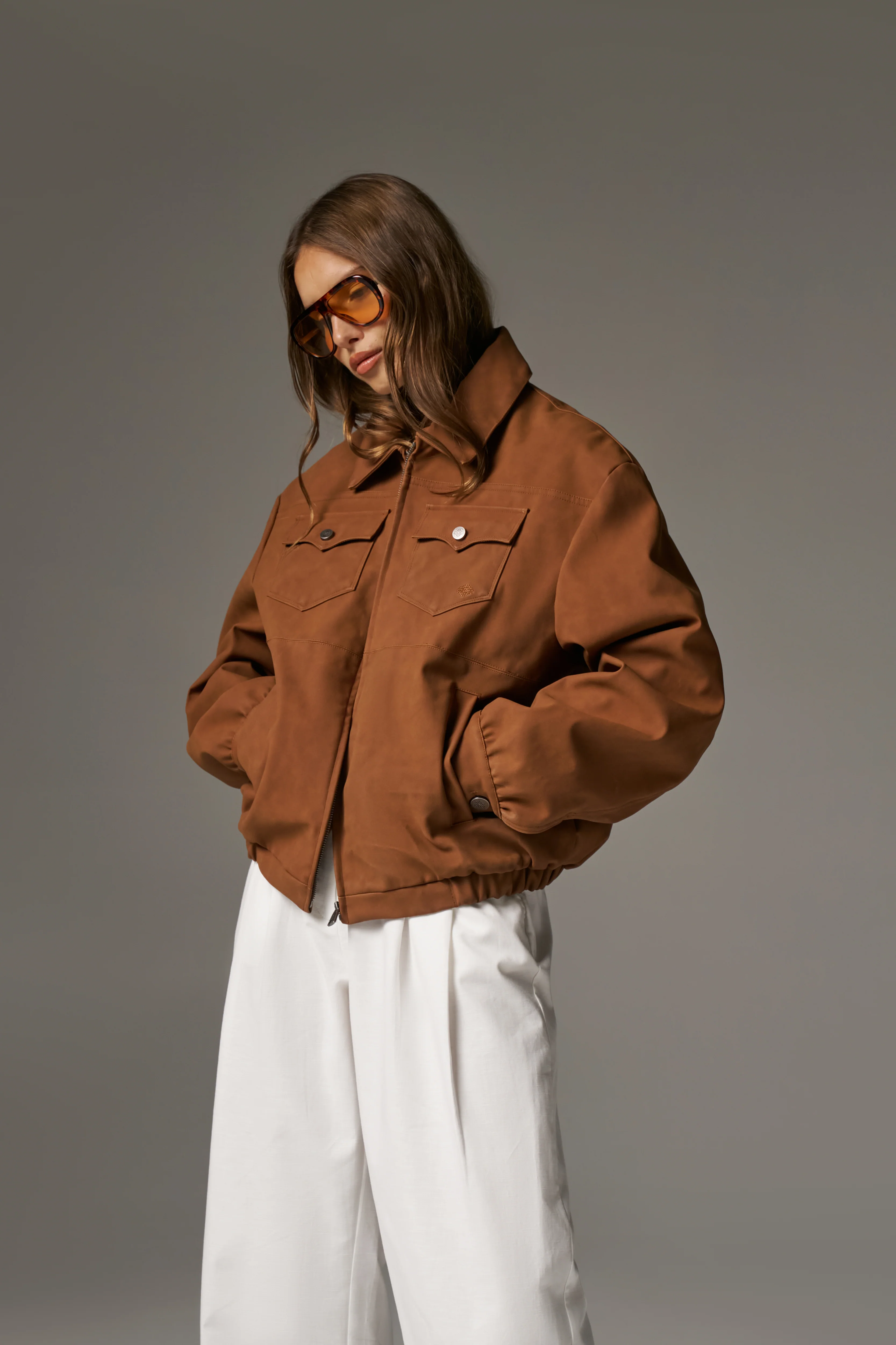 OVERSIZED FAUX SUEDE WESTERN JACKET - TAN - Image 4