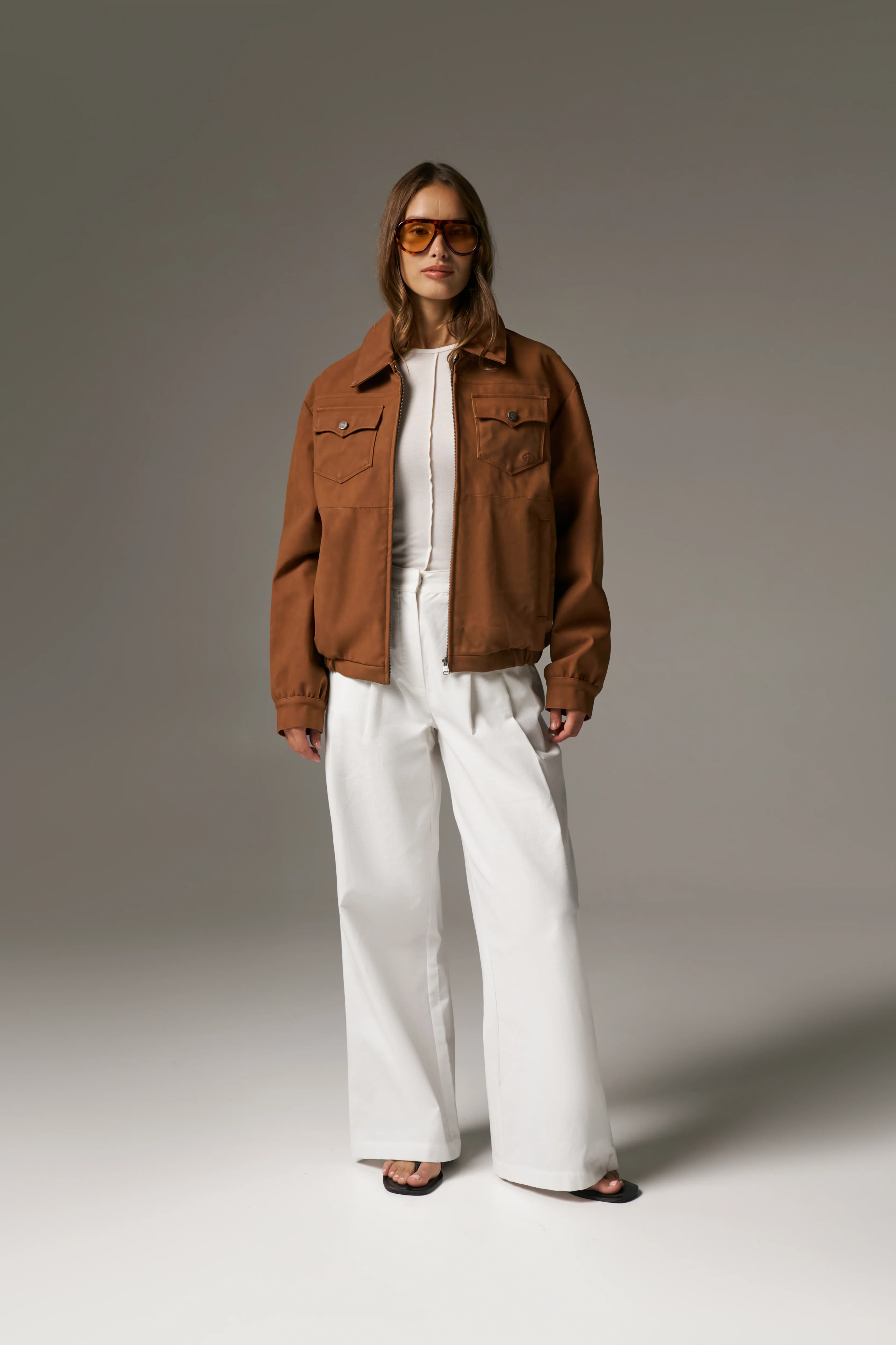 OVERSIZED FAUX SUEDE WESTERN JACKET - TAN - Image 5