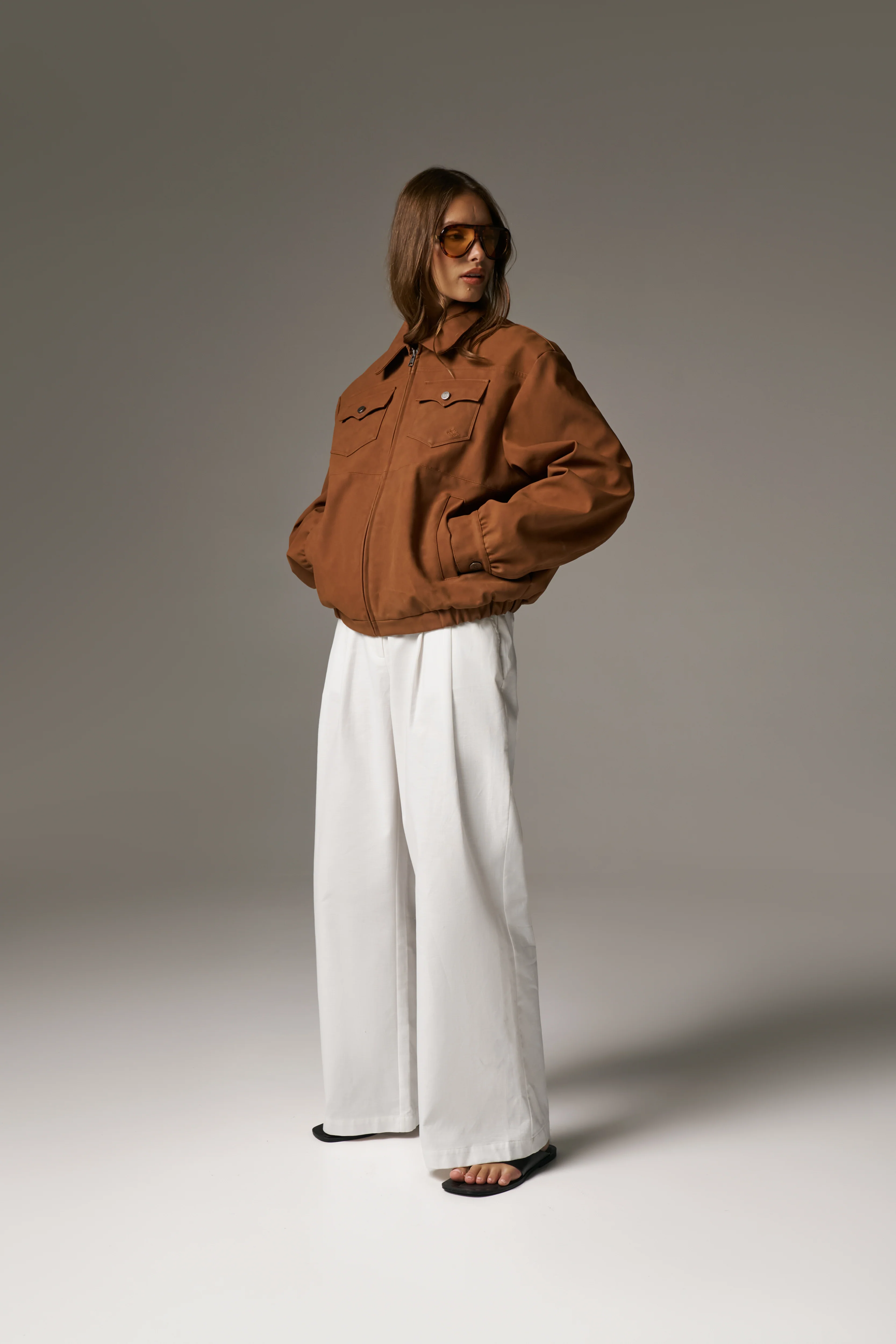 OVERSIZED FAUX SUEDE WESTERN JACKET - TAN - Image 9