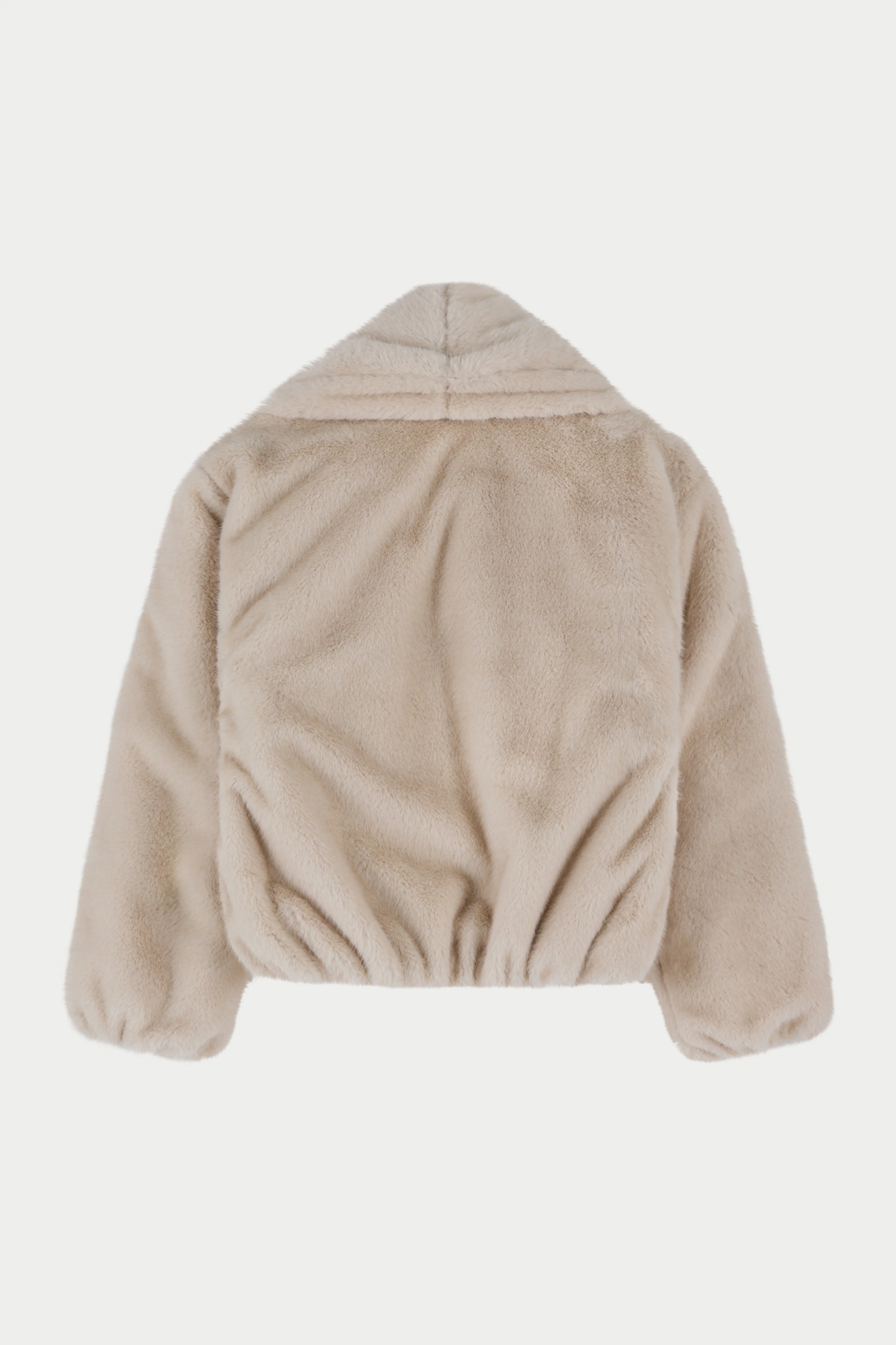OVERSIZED COLLAR FAUX FUR PUFFER COAT - CREAM - Image 6