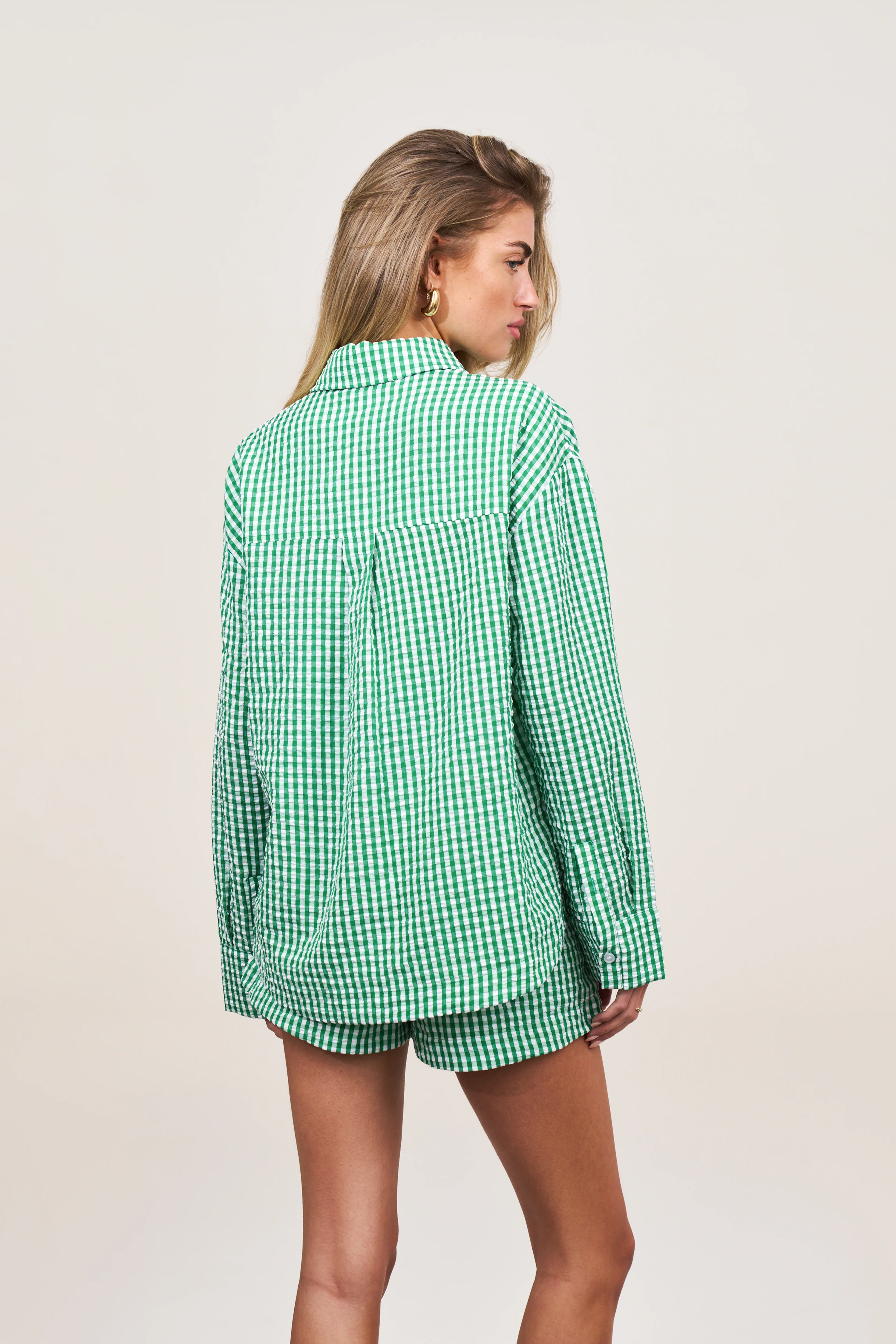 OVERSIZED GINGHAM SHIRT - GREEN - Image 4