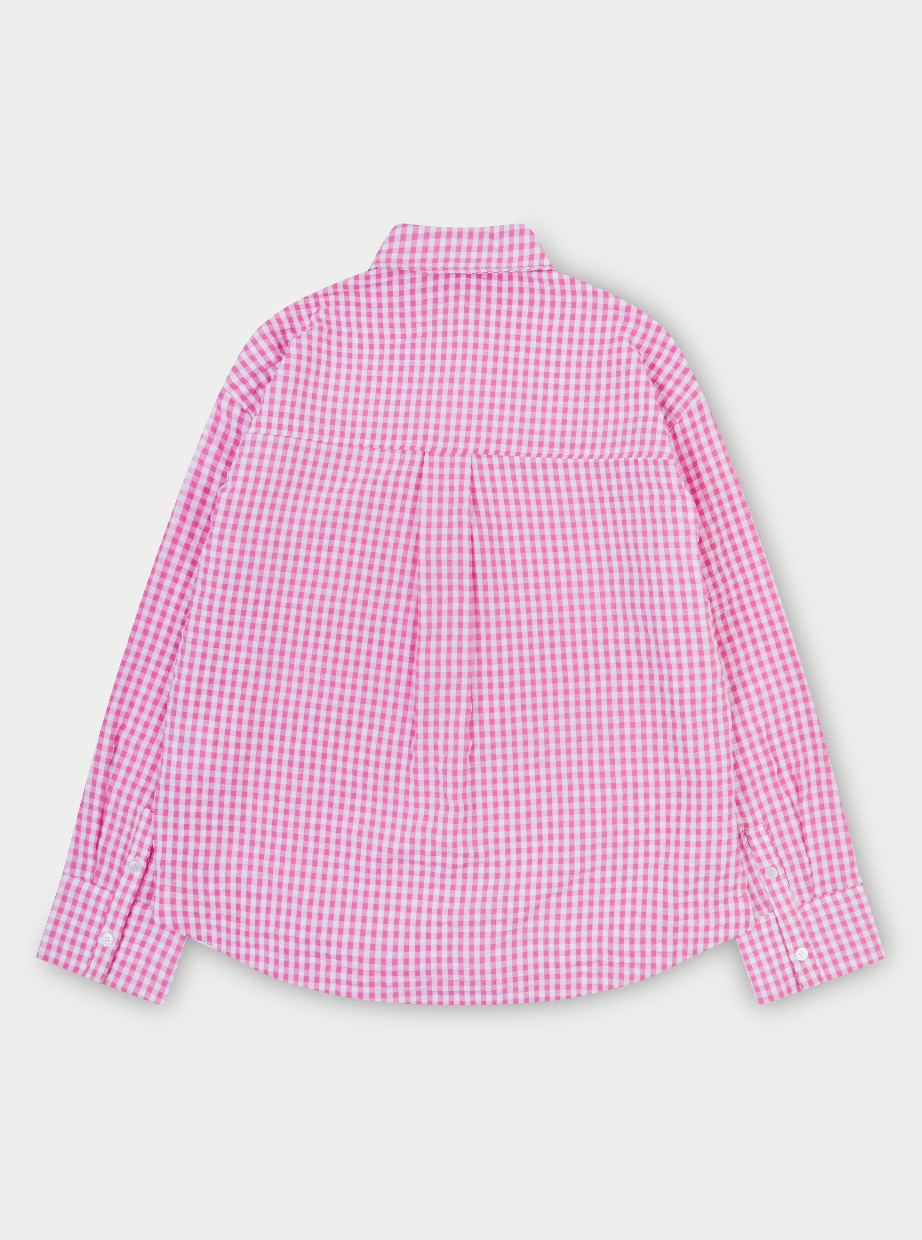 OVERSIZED GINGHAM SHIRT - PINK - Image 8