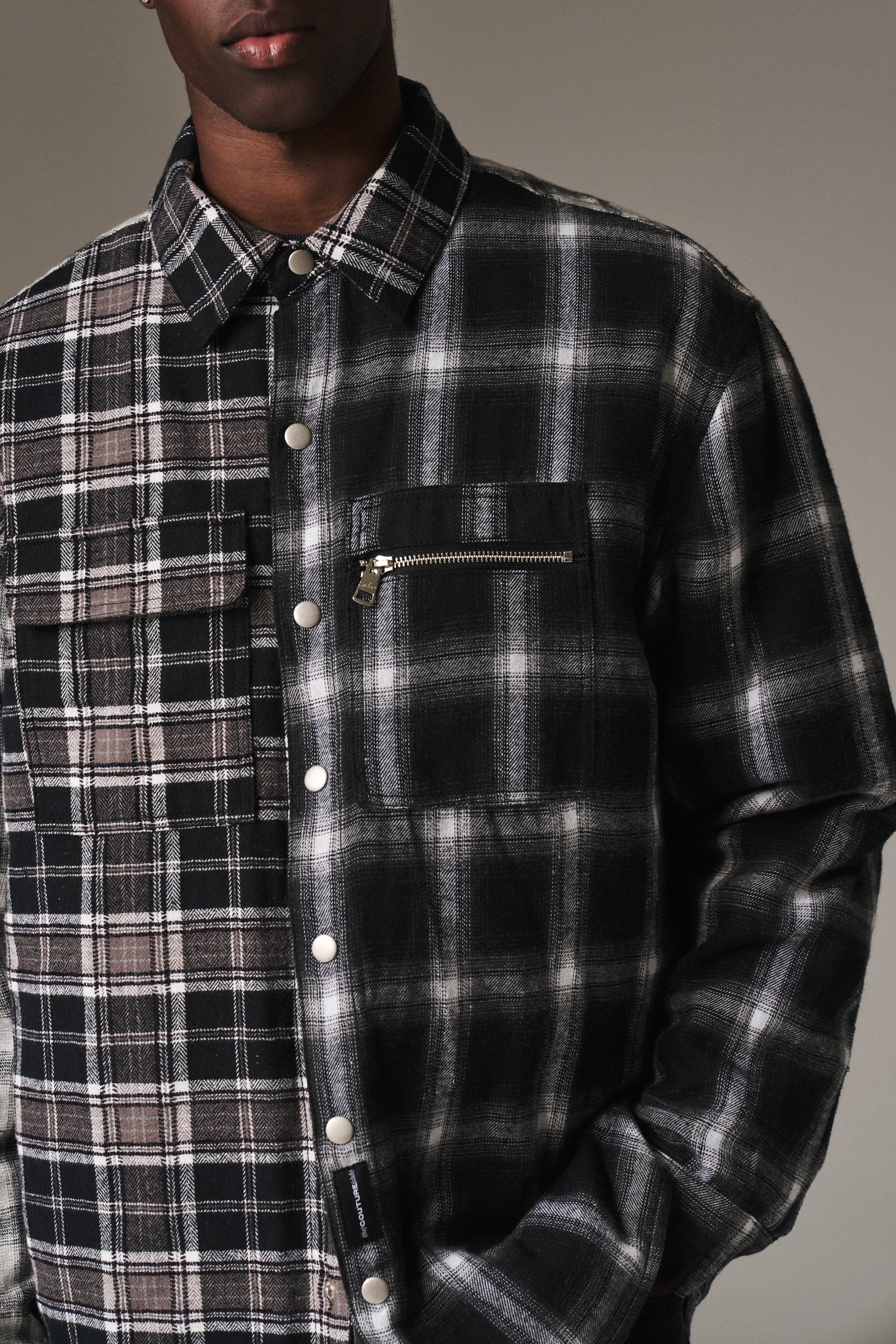 PADDED FLANNEL SHACKET - BLACK - Image 4