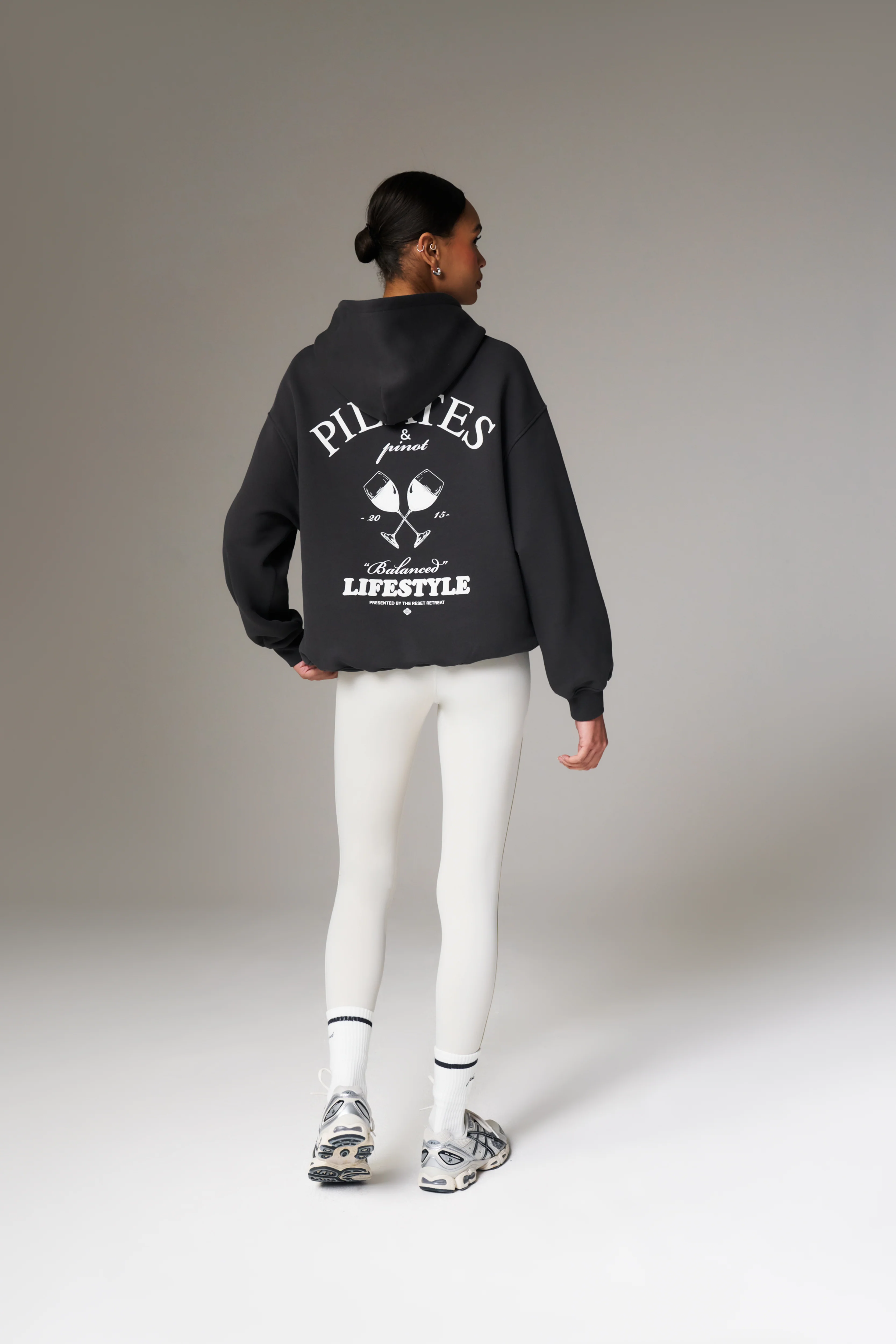 PILATES & PINOT OVERSIZED HOODIE - MIDNIGHT GREY - Image 3