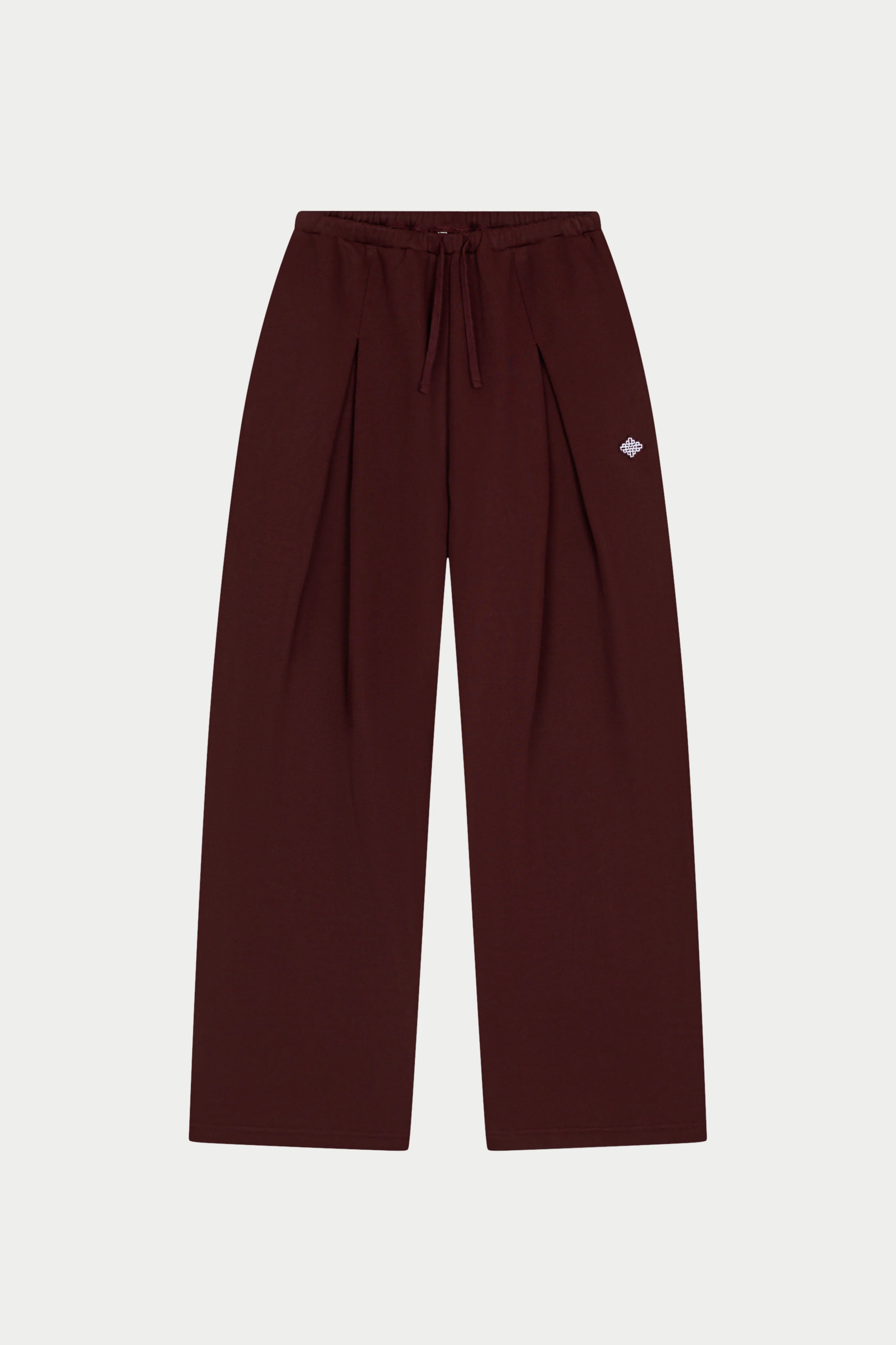 PLEAT DETAIL WIDE LEG JOGGERS - CHOCOLATE