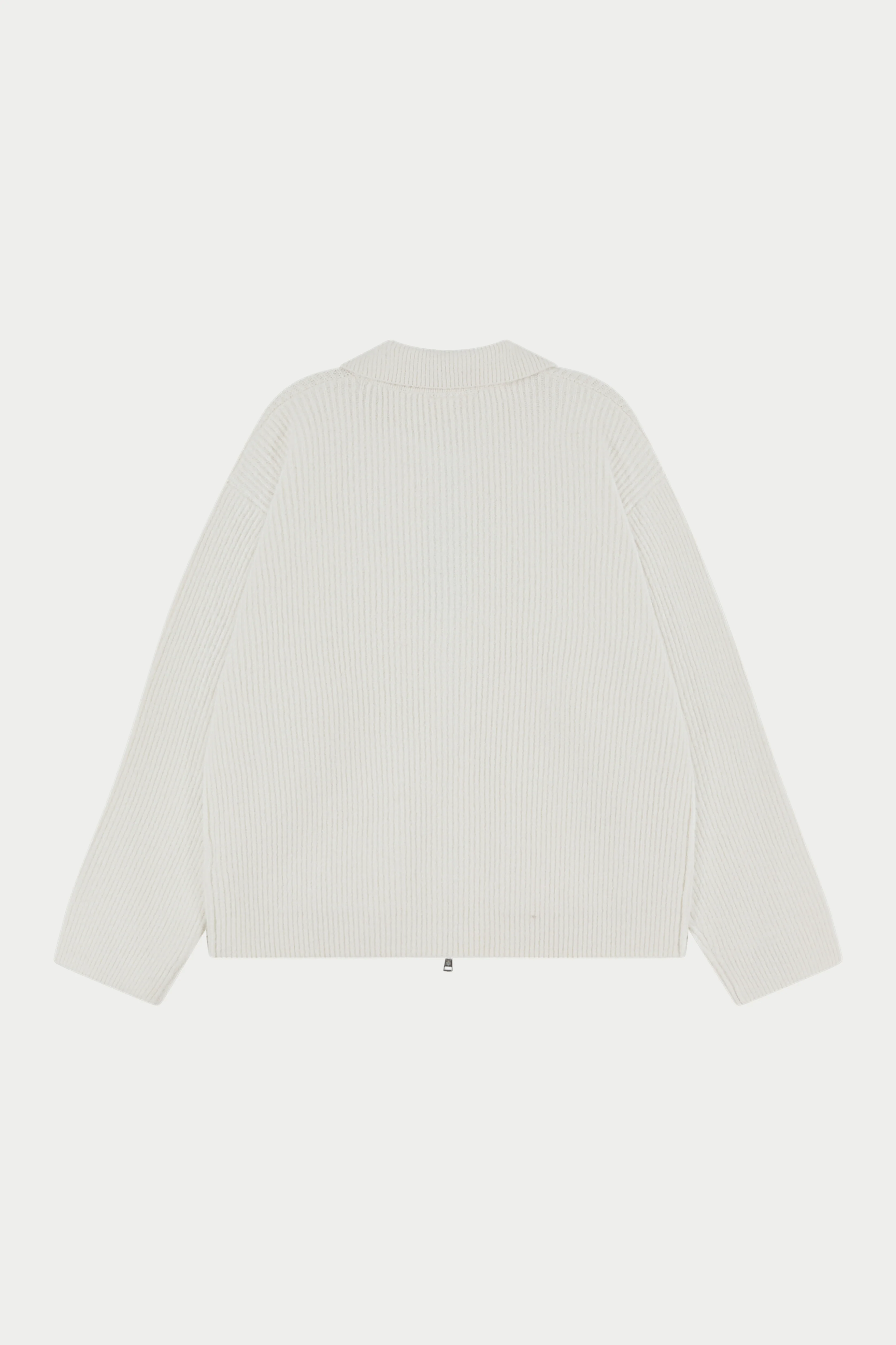 RIBBED KNITTED OVERSIZED ZIP THROUGH - WHITE - Image 7