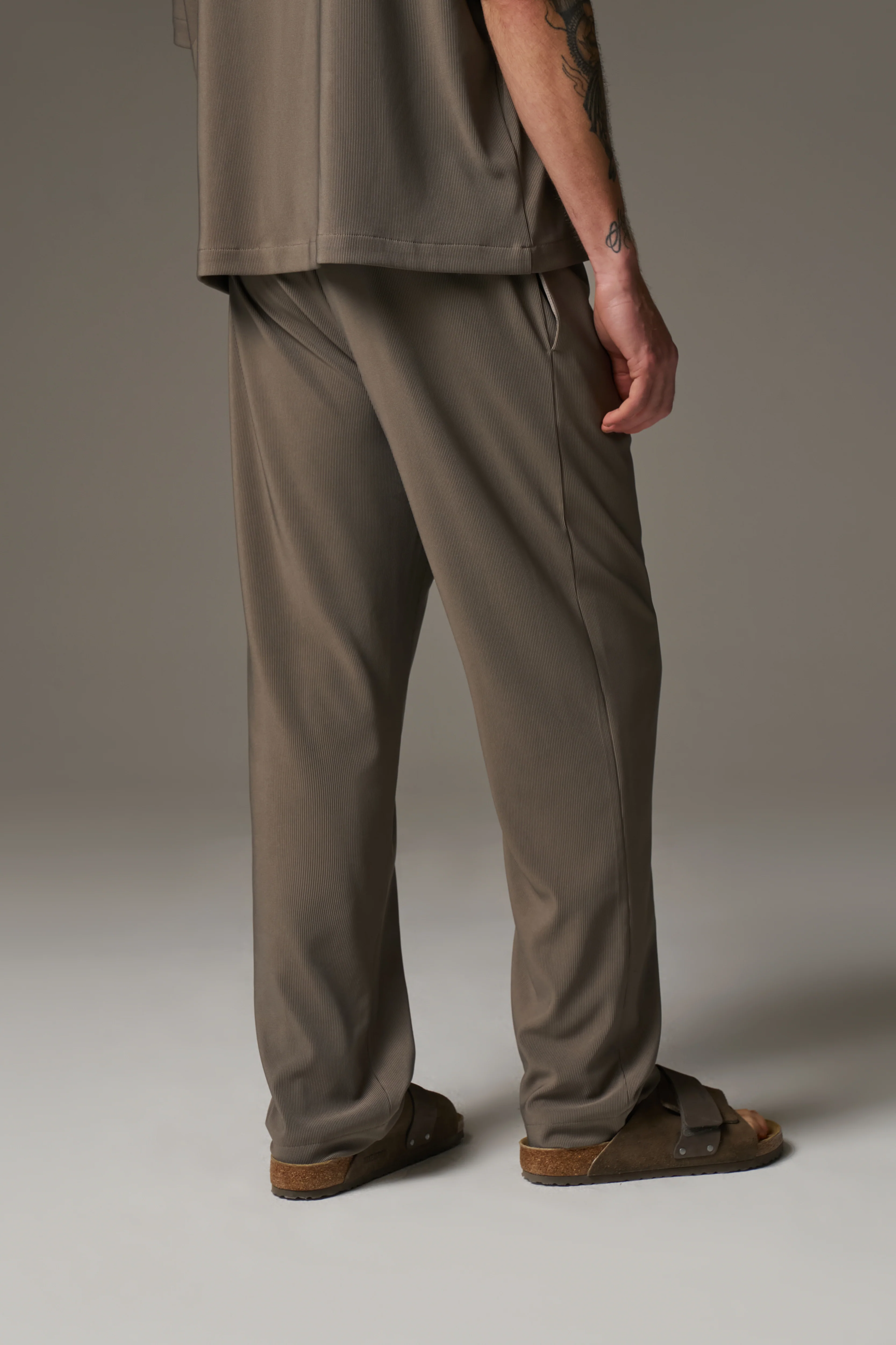 RIBBED TROUSERS - MINK - Image 5