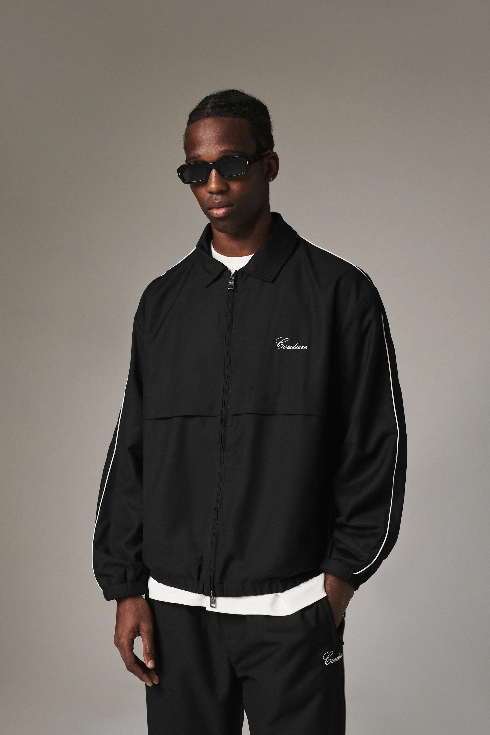 SMART PIPED TRACK JACKET - BLACK - Image 2