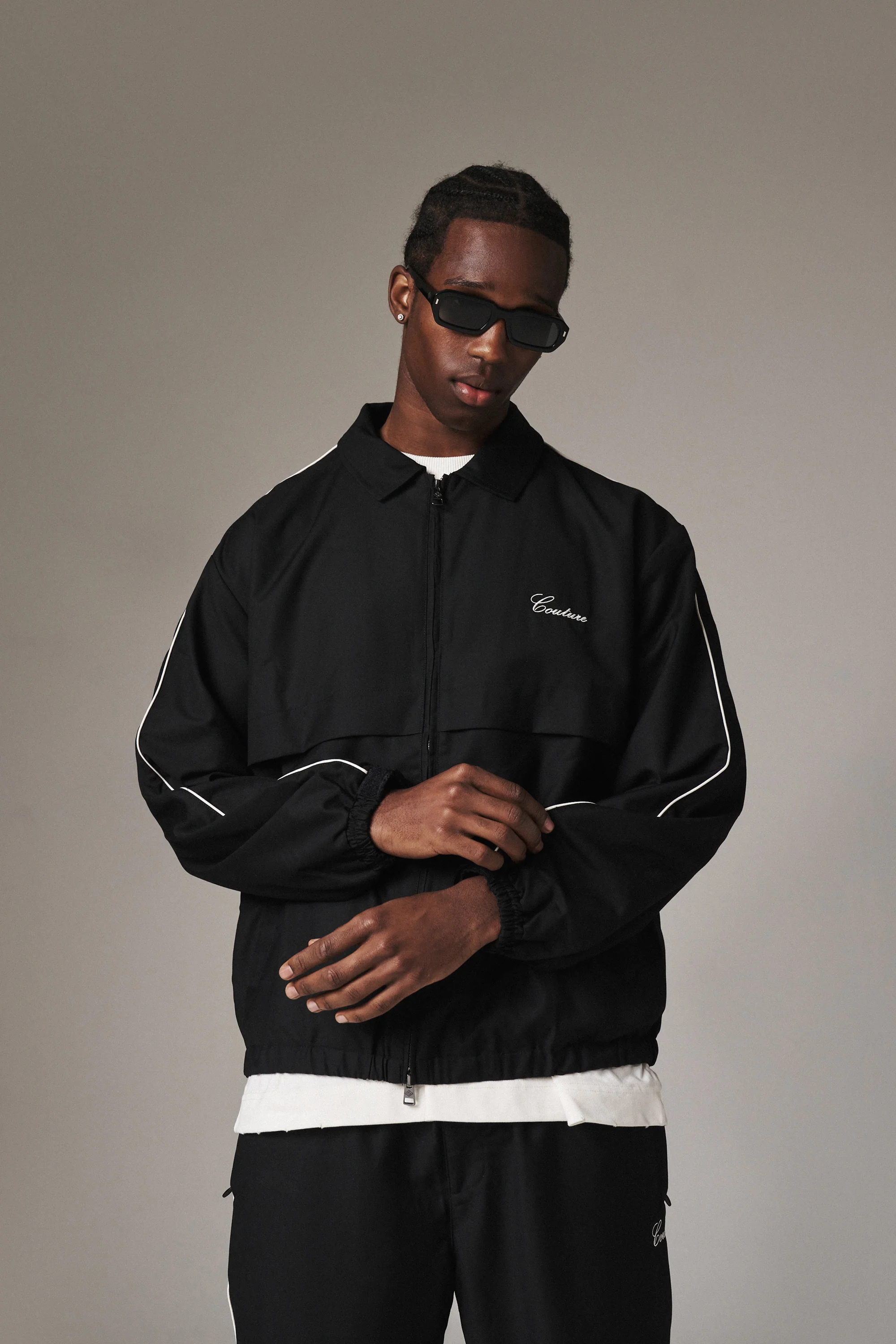SMART PIPED TRACK JACKET - BLACK - Image 7
