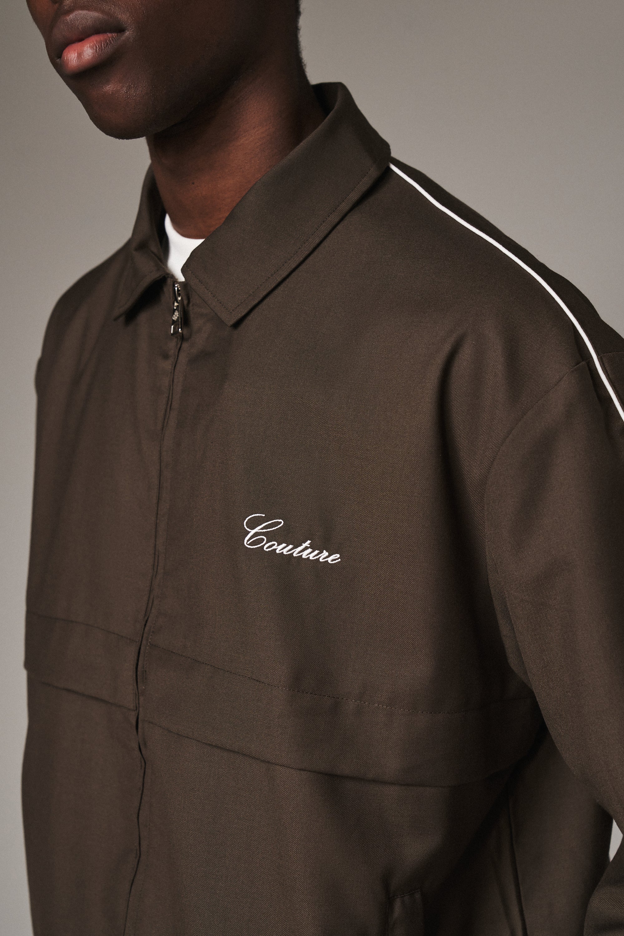 SMART PIPED TRACK JACKET - BROWN - Image 6