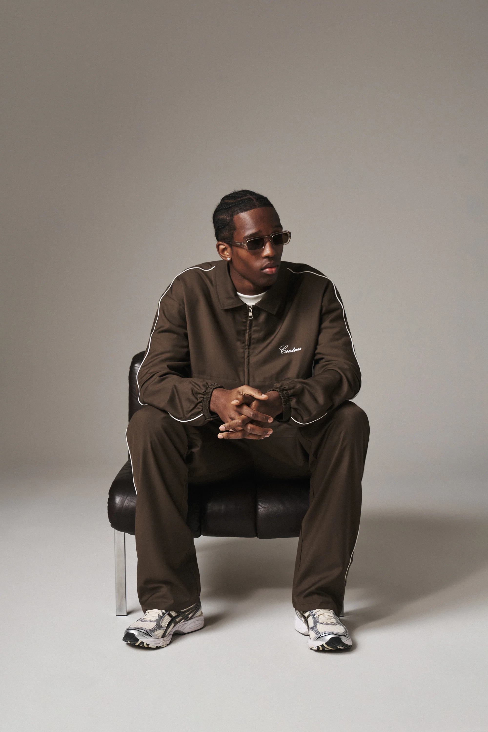SMART PIPED TRACK JACKET - BROWN - Image 8
