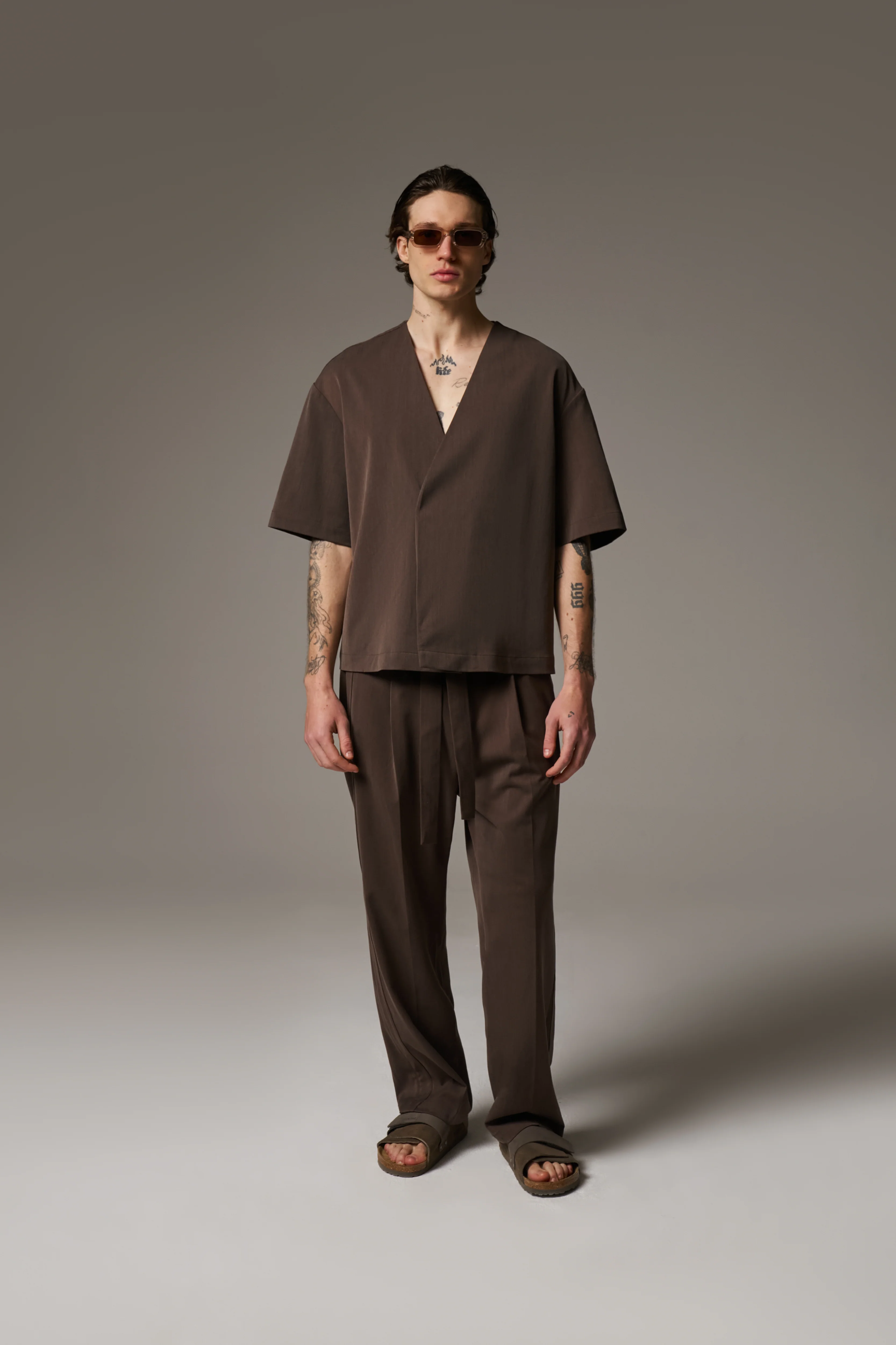 SMART WOVEN SHIRT - BROWN - Image 10