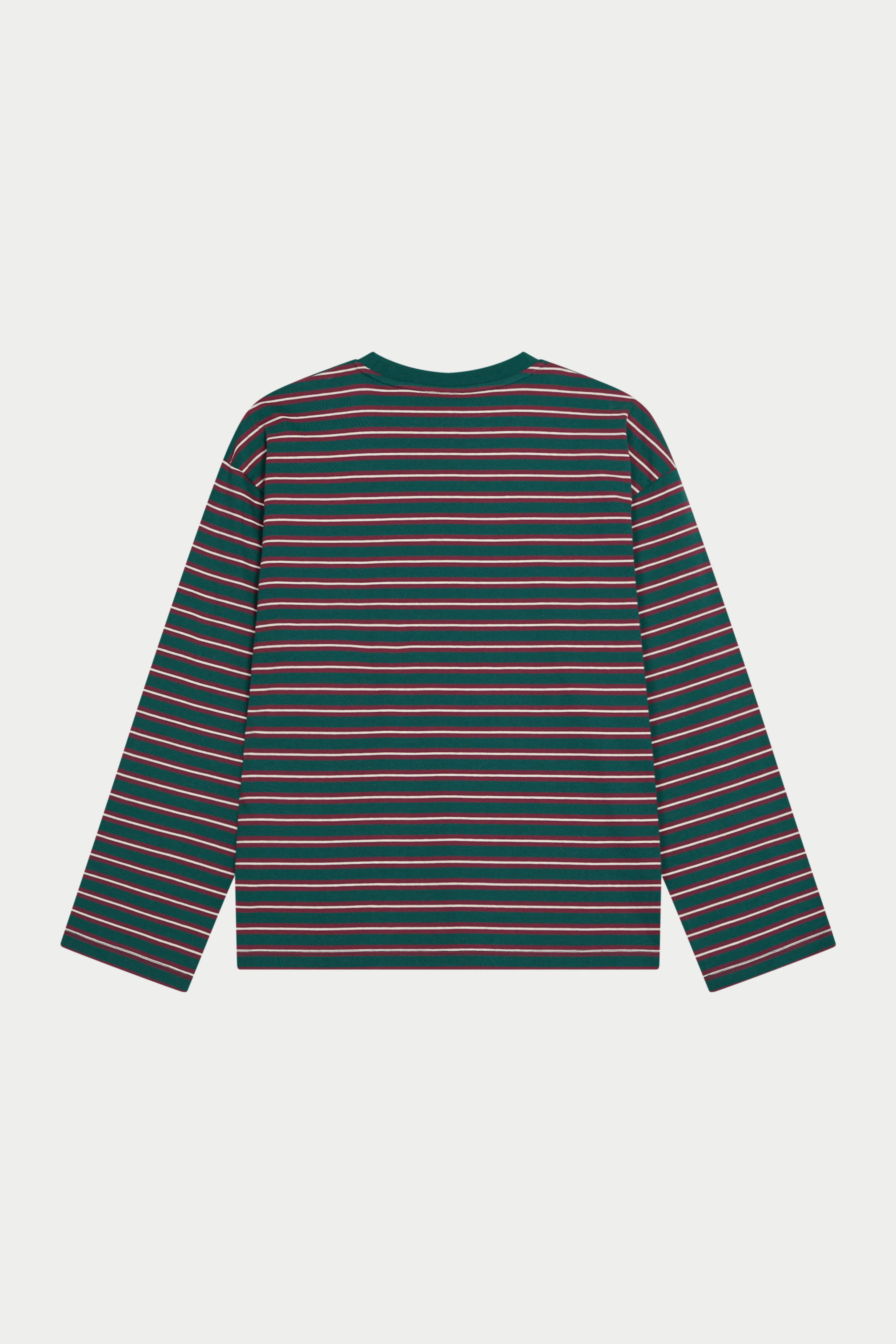 STRIPE POCKET LONG SLEEVE T SHIRT - FOREST GREEN - Image 8