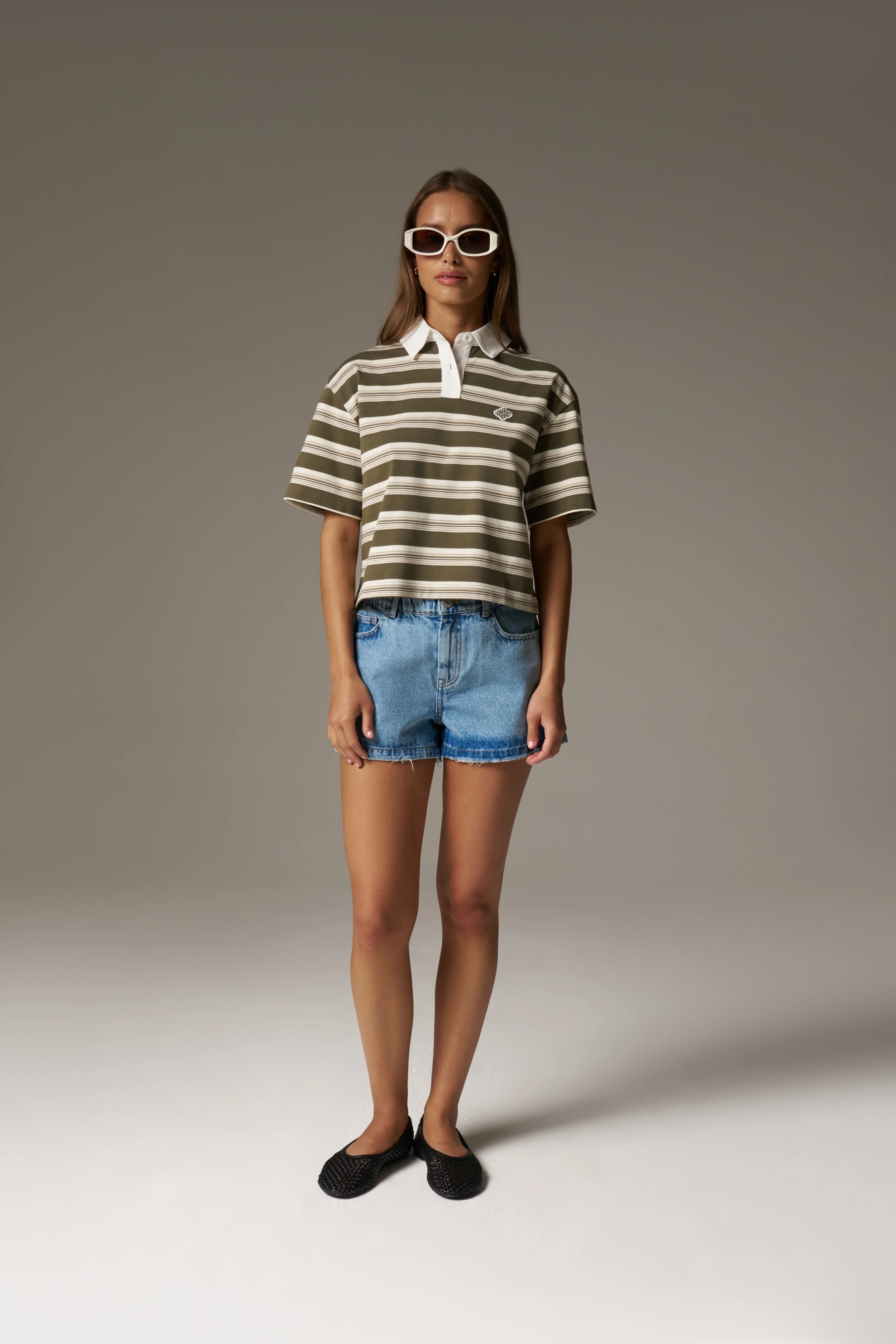 STRIPED POLO TEE - KHAKI - Image 9