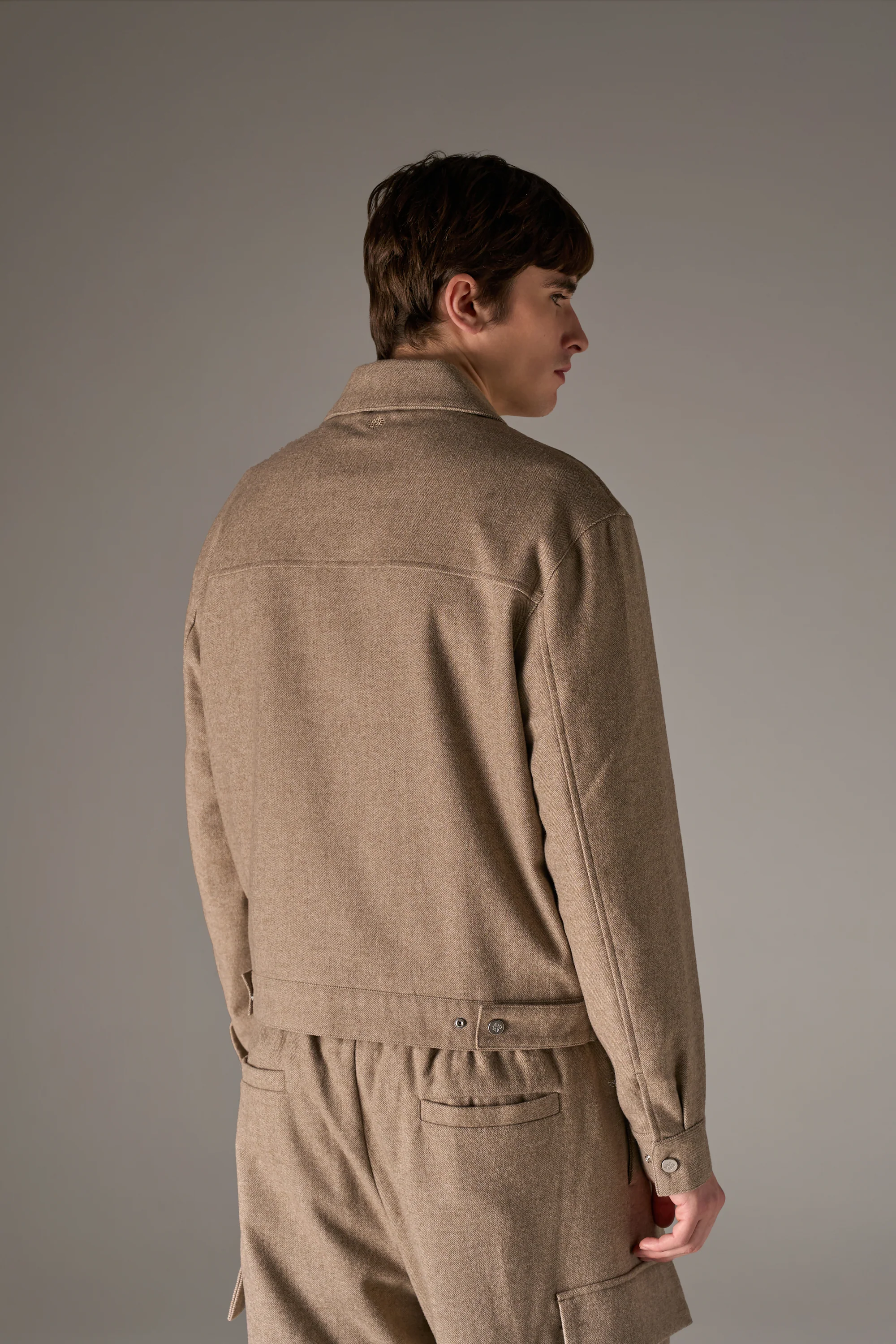 TAILORED HERRINGBONE JACKET - BEIGE - Image 6